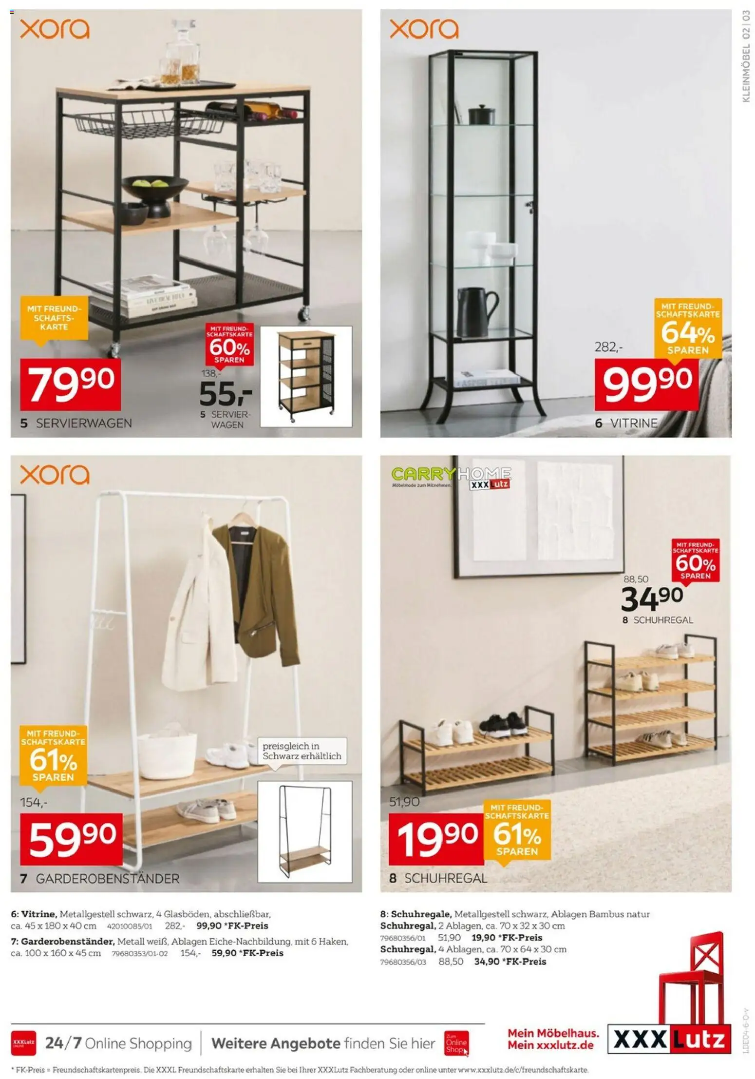 XXXLutz Aufbewahrung & Deko – gültig ab 29.03.2026 | Seite: 3 | Produkte: Vitrine, Servierwagen, Schuhregal