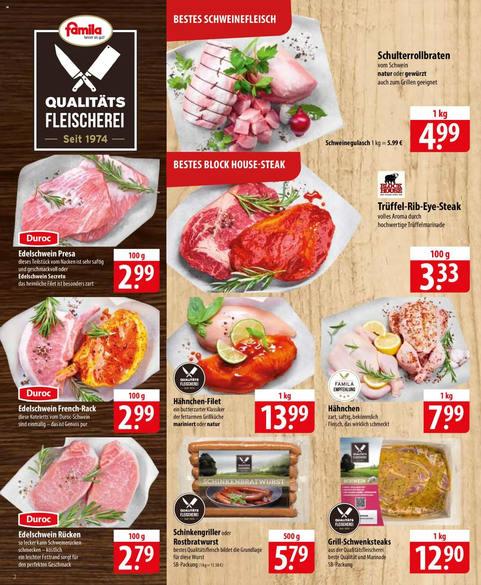 Famila Prospekt 	 – gültig ab 27.04.2026 | Seite: 2 | Produkte: Schweinegulasch, Hahnchen, Wurst, Schweinerucken