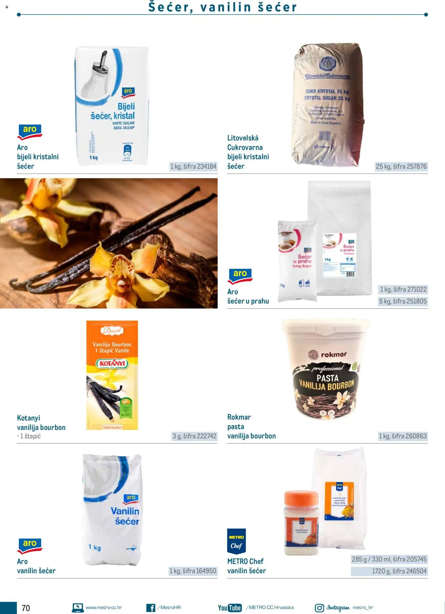 Metro katalog | vrijedi od 05.03.2026 | Stranica: 70 | Proizvodi: Šećer, Pasta, Vanilin šećer, Šećer u prahu