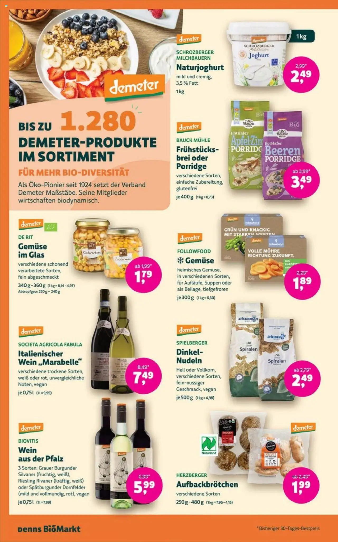 Denns BioMarkt Angebote – gültig ab 08.10.2025 | Seite: 6 | Produkte: Joghurt, Gemüse, Wein, Nudeln