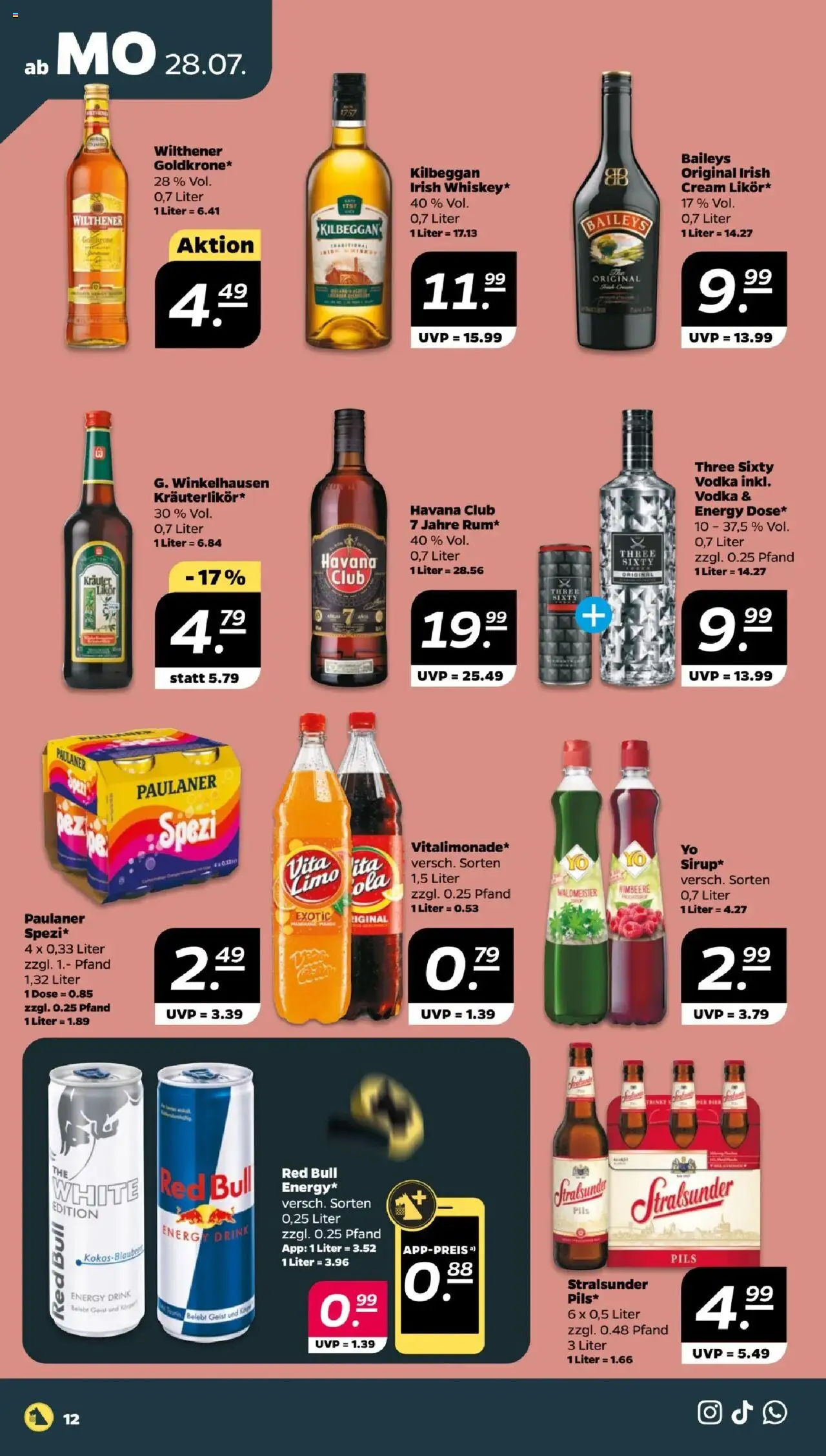 Netto Prospekt 	 - gültig ab dem 28.07.2025 | Seite: 12 | Produkte: Havana club, Paulaner spezi, Baileys, Paulaner