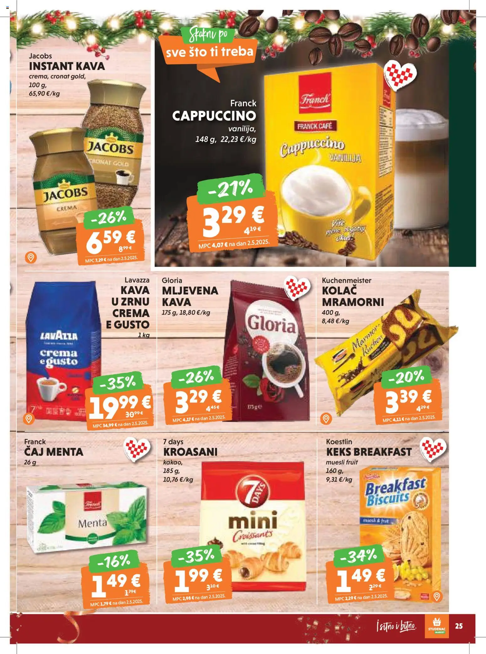 Studenac katalog | vrijedi od 26.12.2025 | Stranica: 25 | Proizvodi: Kava, Čaj, Jacobs, Cappuccino