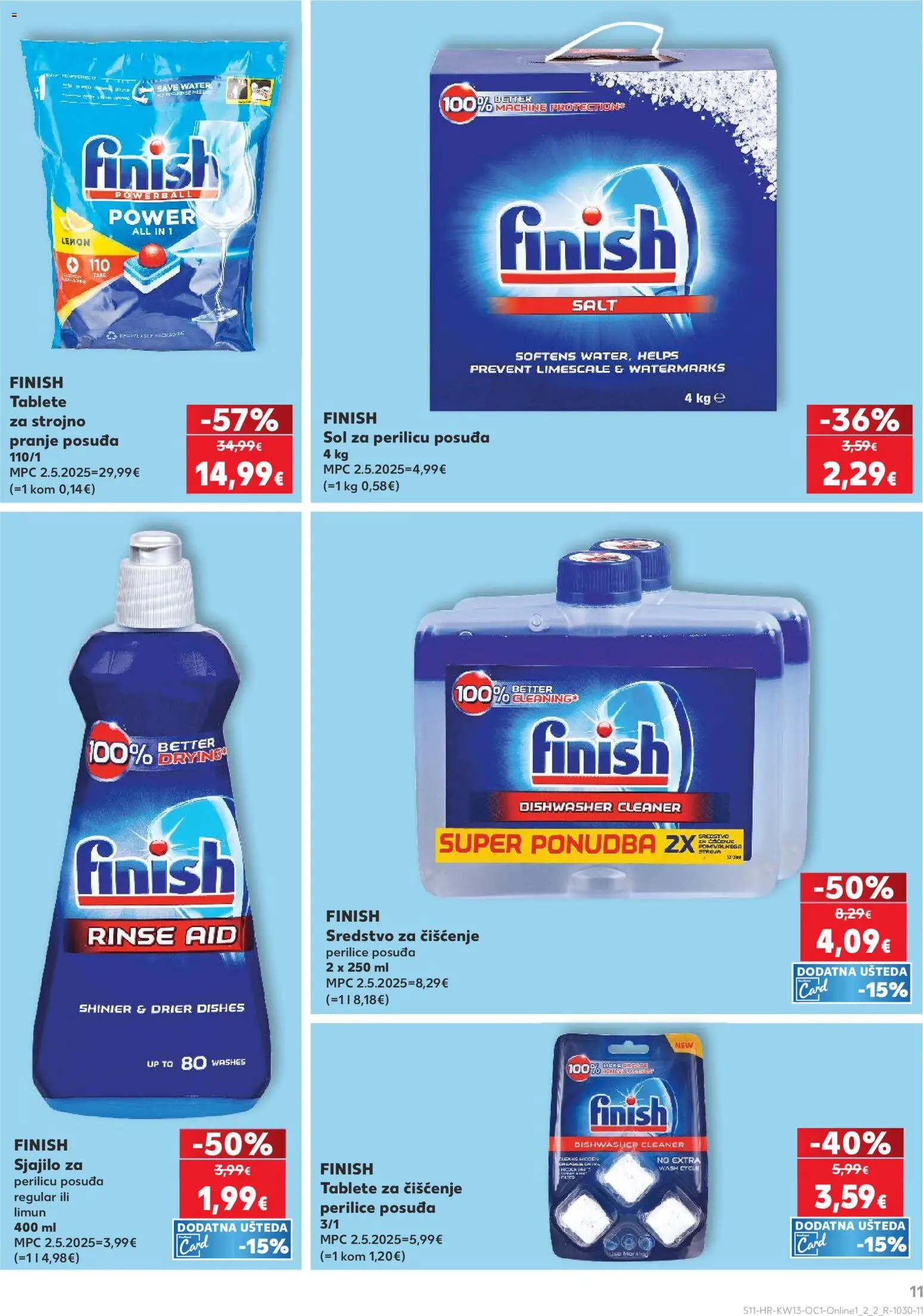Kaufland katalog | vrijedi od 25.03.2026 | Stranica: 11 | Proizvodi: Sol za perilicu posuđa, Sol, Limun, Finish
