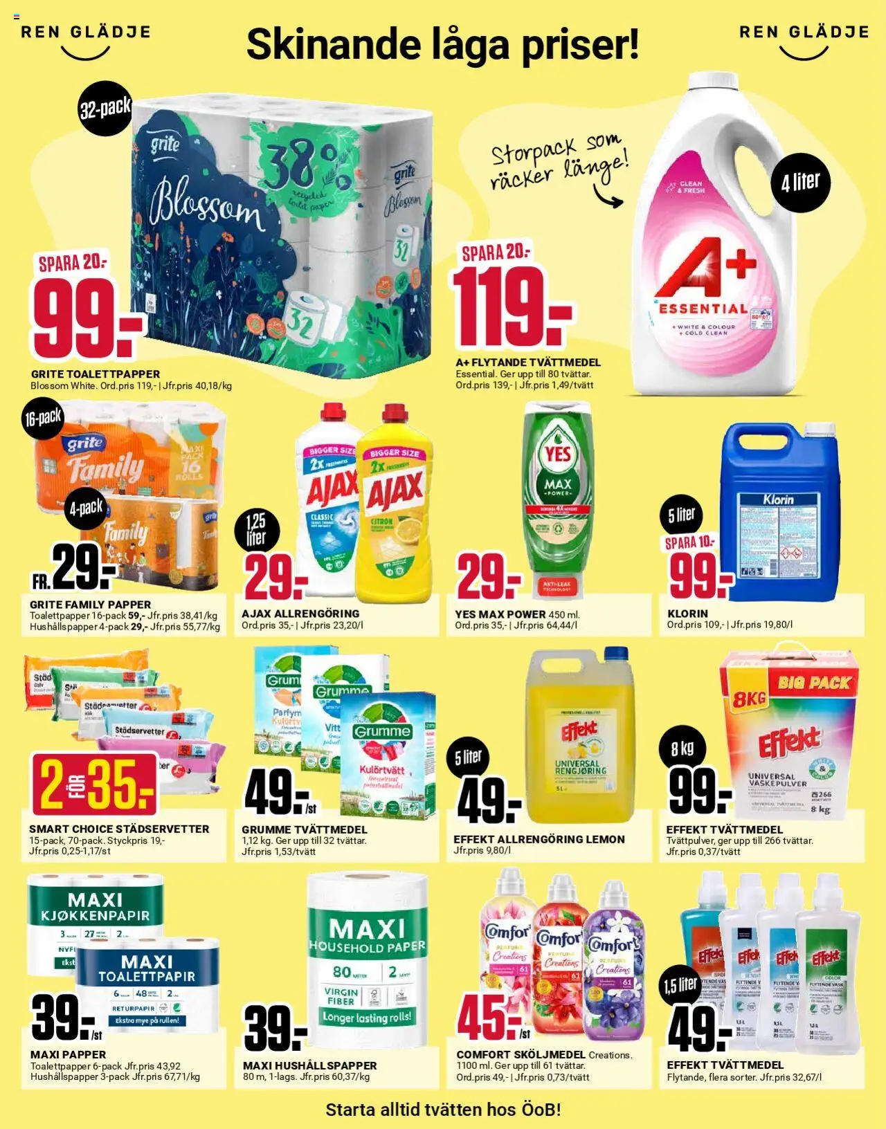 ÖoB reklamblad aktuell från 08.09.2025 | Sida: 7 | Produkter: Tvättmedel, Vas, Allrengöring, Papper