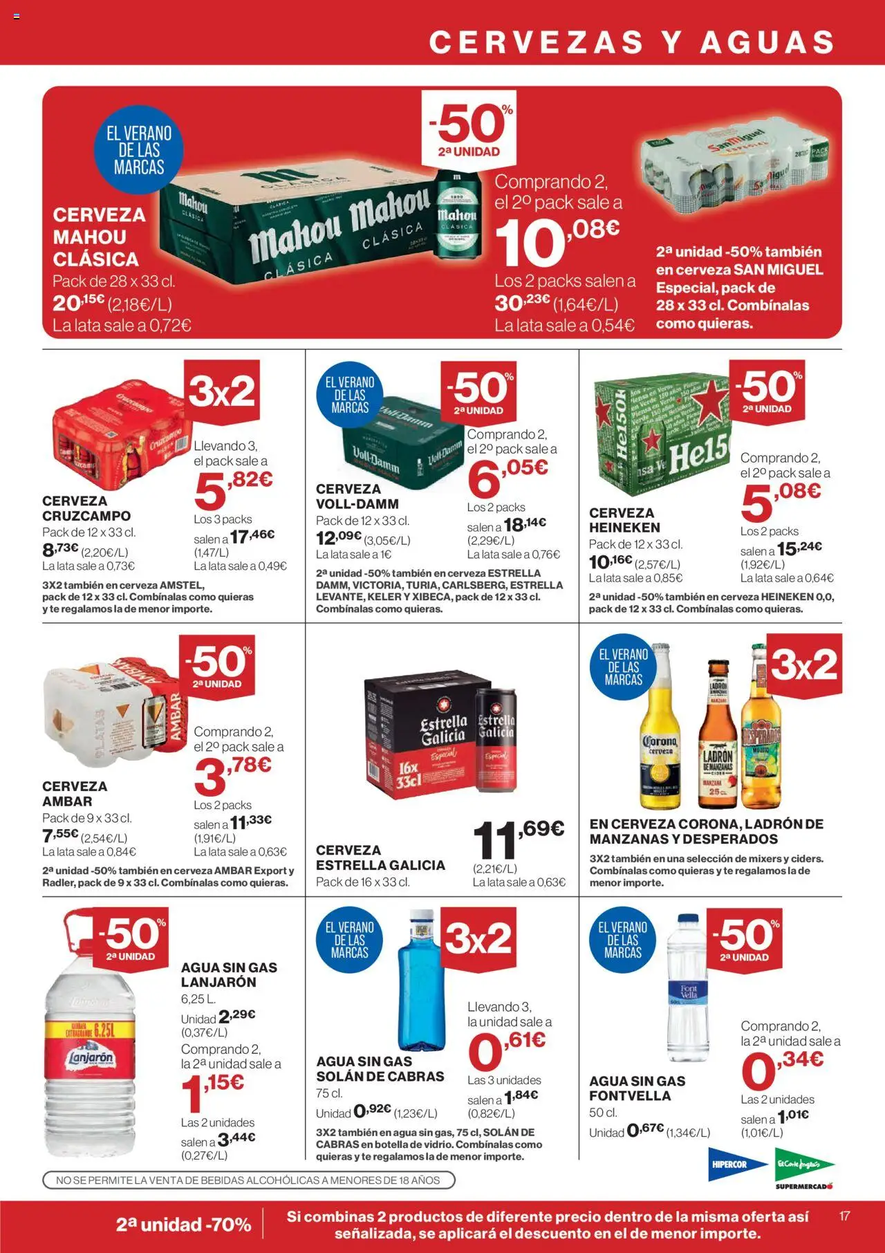 Hipercor catálogo │ válido desde el 14.08.2025 | Página: 19 | Productos: Cerveza, Manzanas, Té, Σπανάκι