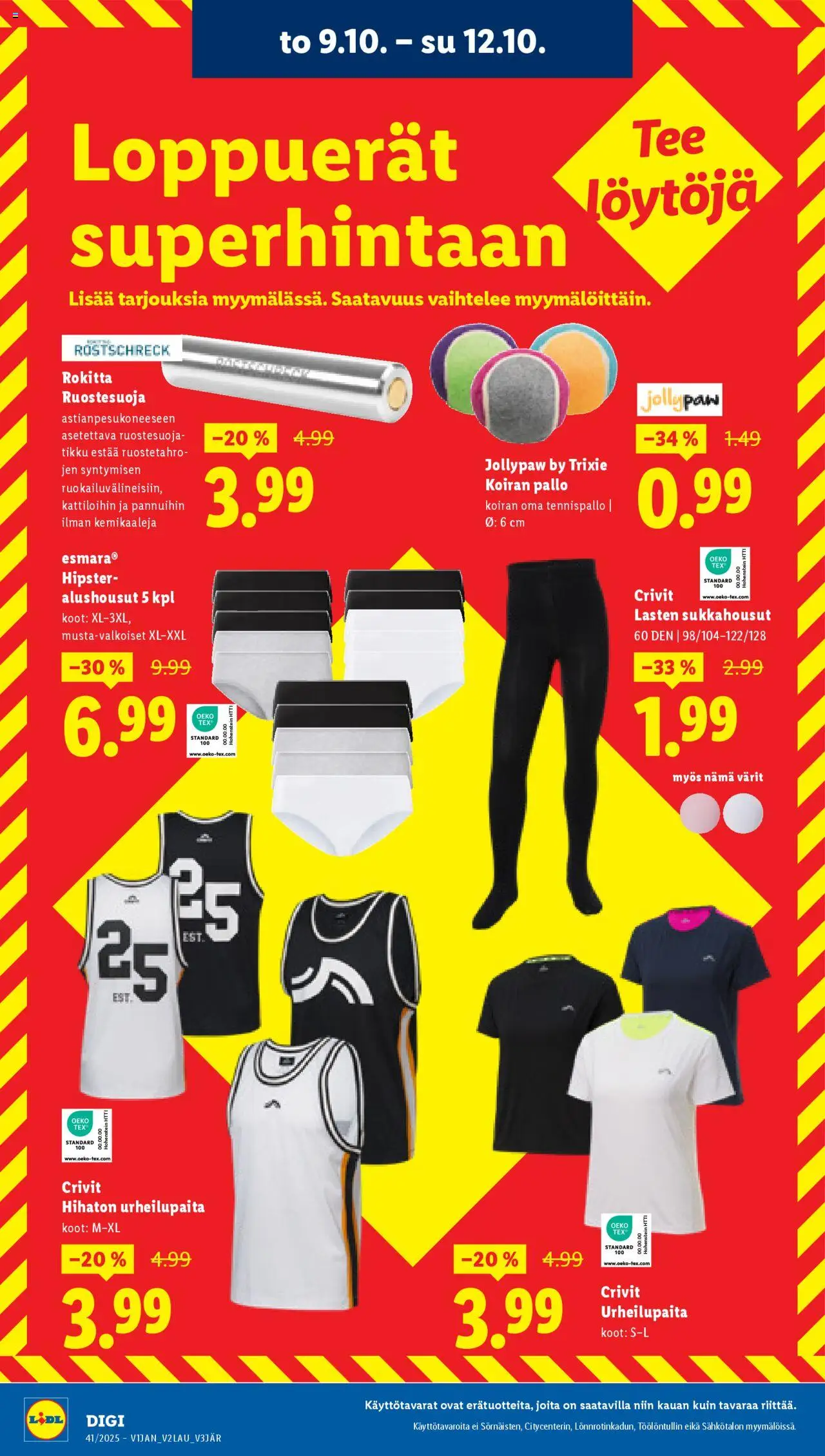 Lidl tarjoukset - Rovaniemi – voimassa 09.10.2025 alkaen | Sivu: 25 | Tuotteet: Sukkahousut, Alushousut, Tennispallo