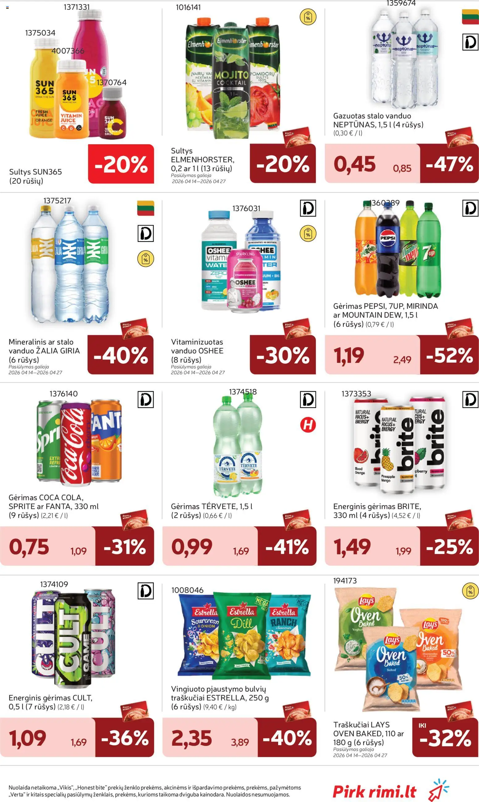 Rimi akcijos nuo 21.04.2026 | Puslapis: 27 | Prekių: Energinis gėrimas, Sultys, Traškučiai