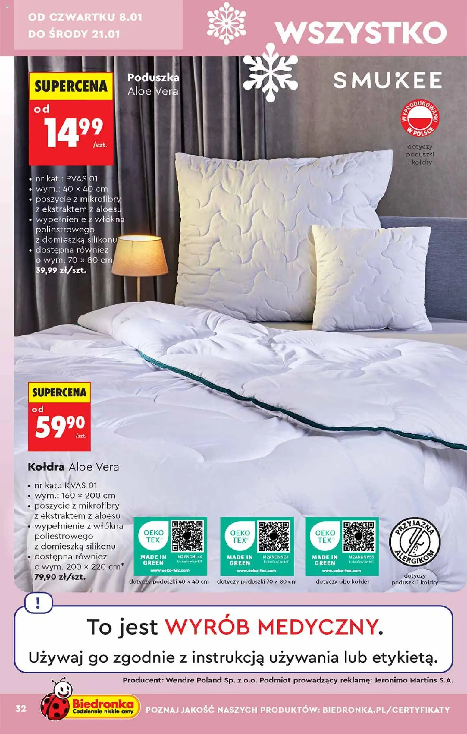 Biedronka gazetka - Hity i inspiracje od 05.01.2026 | Strona: 32 | Produkty: Poduszka, Kołdra
