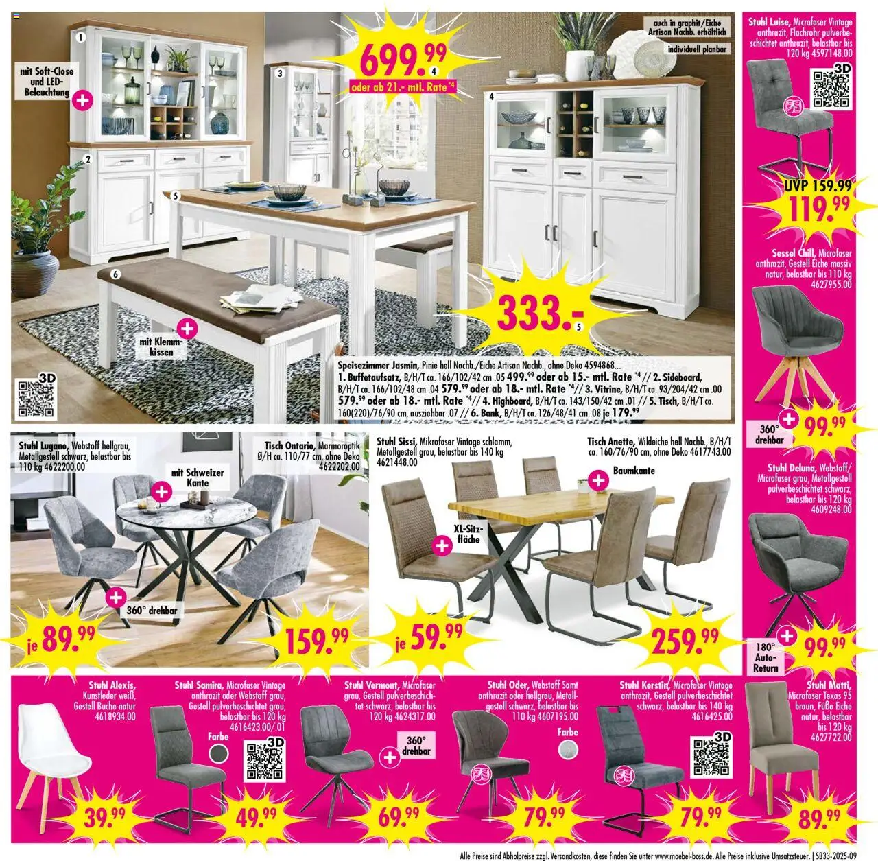 SB Möbel Boss Prospekt 	 - gültig ab dem 09.08.2025 | Seite: 9 | Produkte: Kissen, Sessel, Tisch, Stuhl