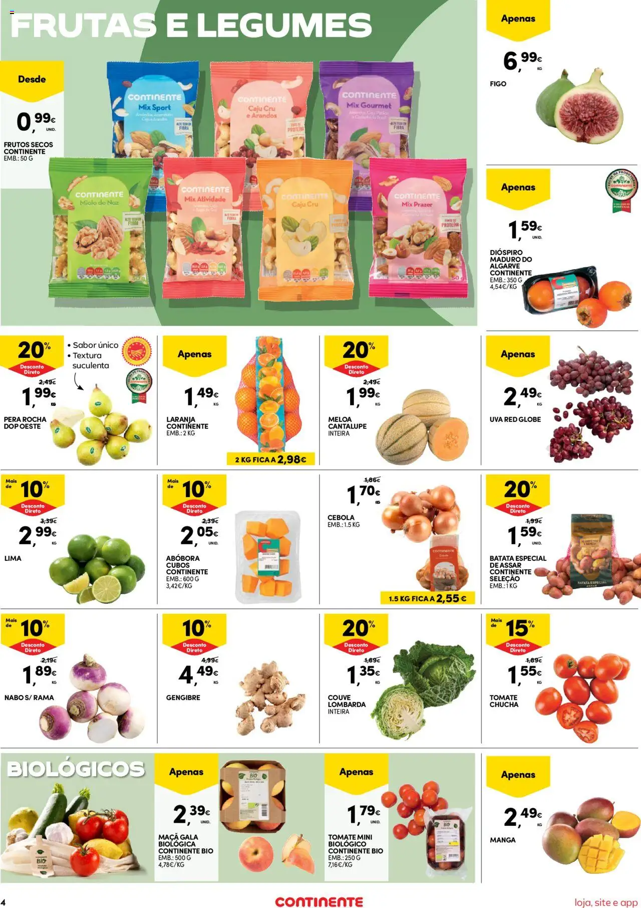 Continente Semanal Continente Bom Dia │ válido de 21.10.2025 | Página: 4 | Produtos: Batata, Maça, Abóbora, Couve