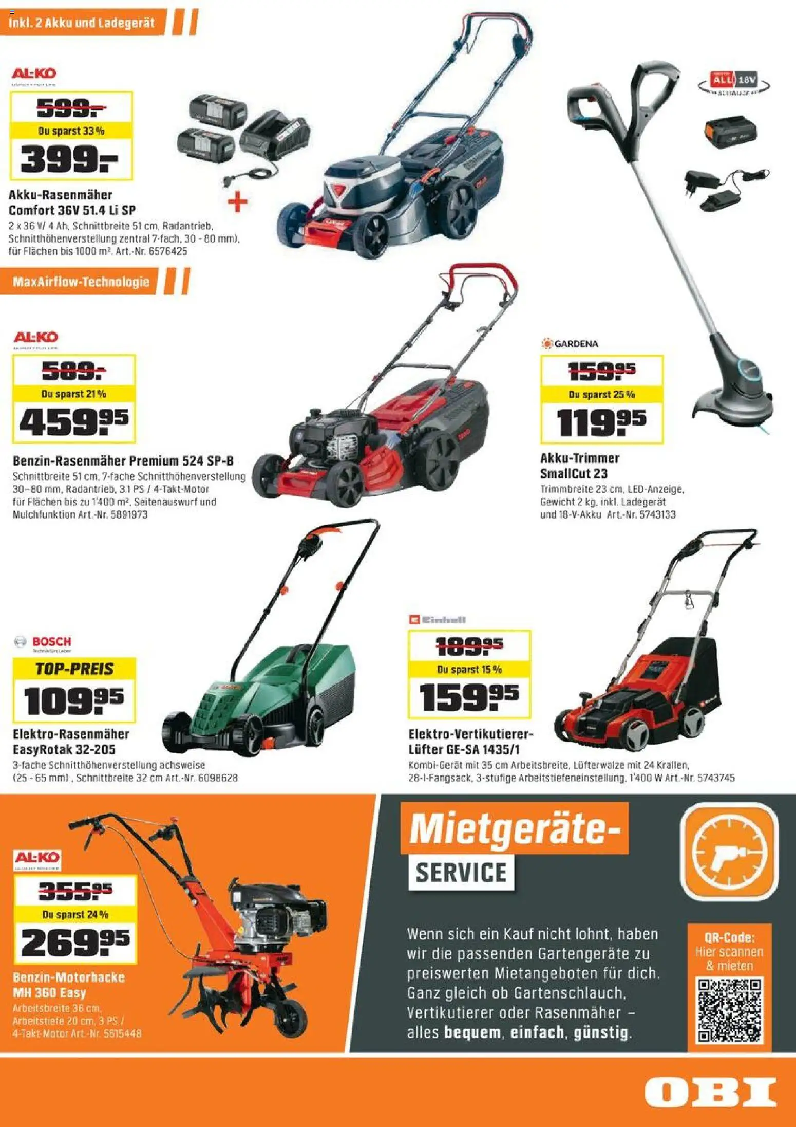 OBI aktionen – gültig ab 18.03.2026 | Seite: 9 | Produkte: Ladegerät, Rasenmäher, Gewicht, Bosch