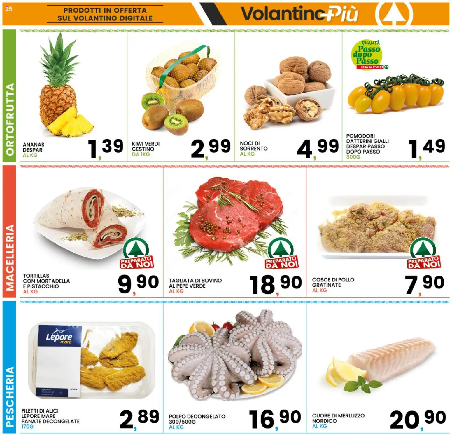 Volantino Interspar del 17.11.2025 | Pagina: 25 | Prodotti: Kiwi, Pepe, Tortillas, Cosce di pollo