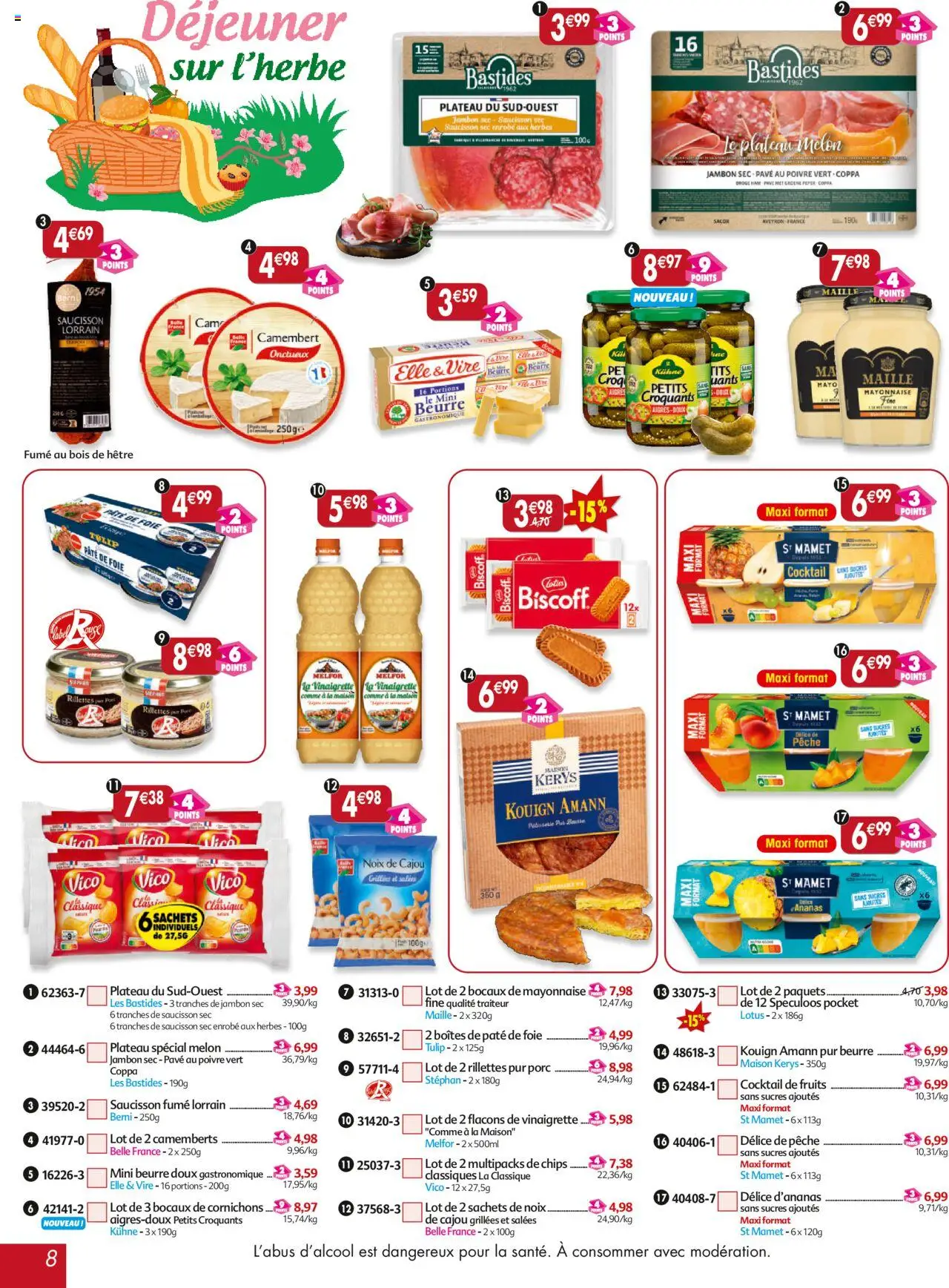  | Page: 8 | Produits: Saucisson sec, Noix de cajou, Spéculoos, Mayonnaise
