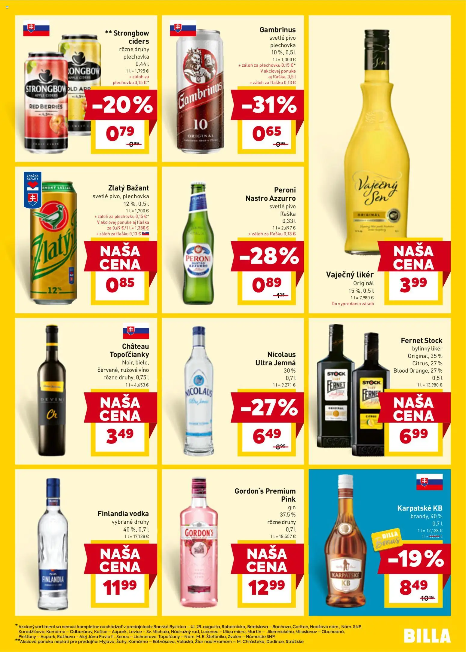 Nové Billa akcie – leták je platný od 25.03.2026 | Strana: 23 | Produkty: Víno, Apple, Fernet Stock, Gambrinus