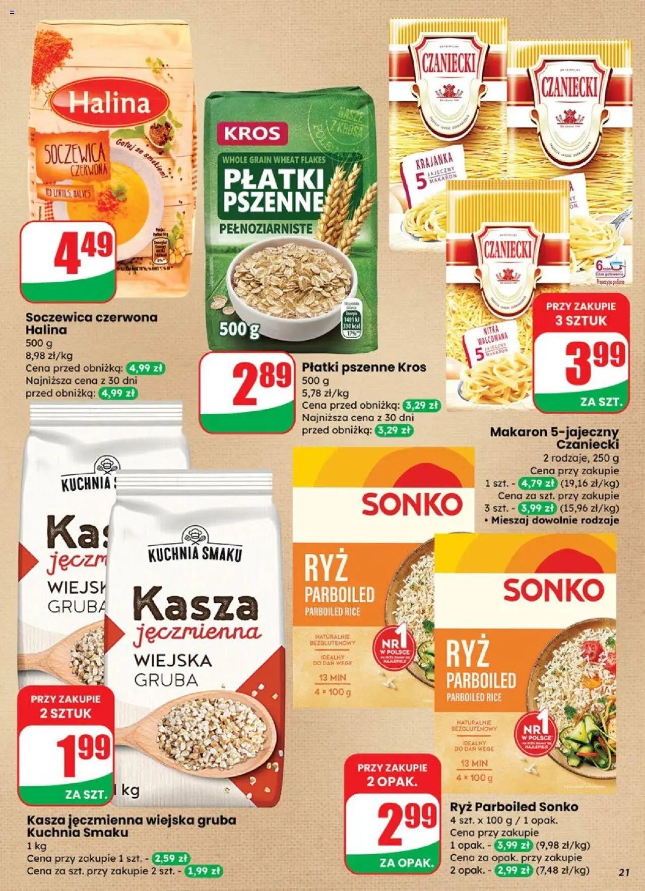 Dino Gazetka od 08.10.2025 | Strona: 21 | Produkty: Kasza, Kasza jęczmienna, Płatki, Makaron