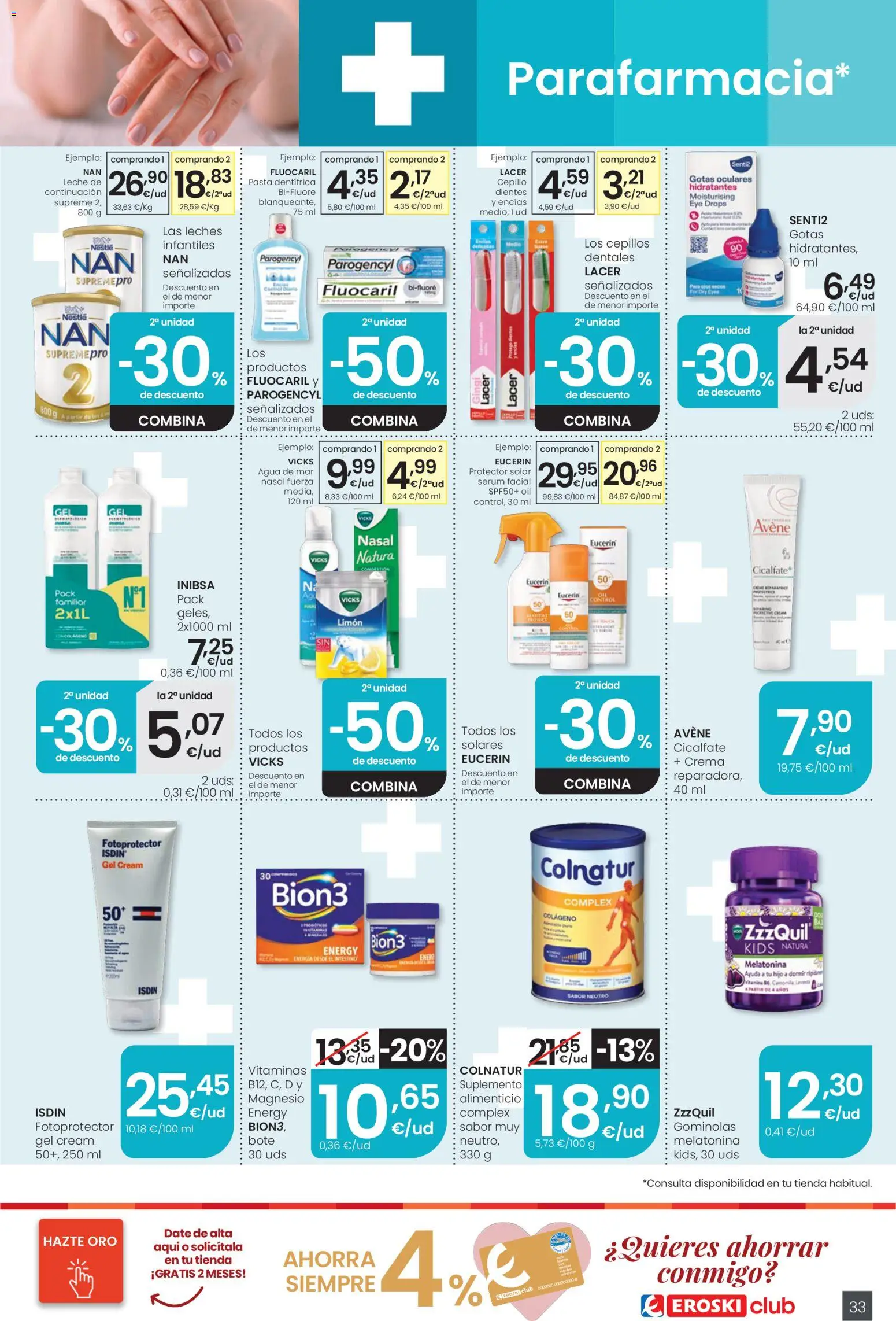 Eroski Quieres ahorrar conmigo │ válido desde el 16.04.2026 | Página: 33 | Productos: Cepillo, Sérum, Pasta, Crema