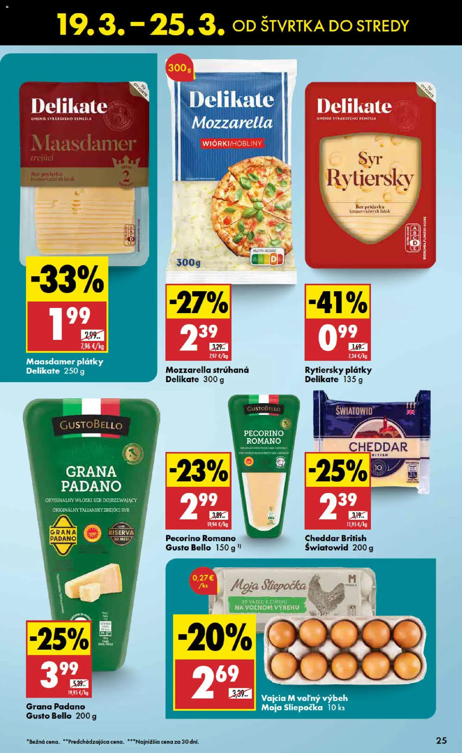 Nové Biedronka akcie – leták je platný od 19.03.2026 | Strana: 25 | Produkty: Syr, Vajcia, Mozzarella