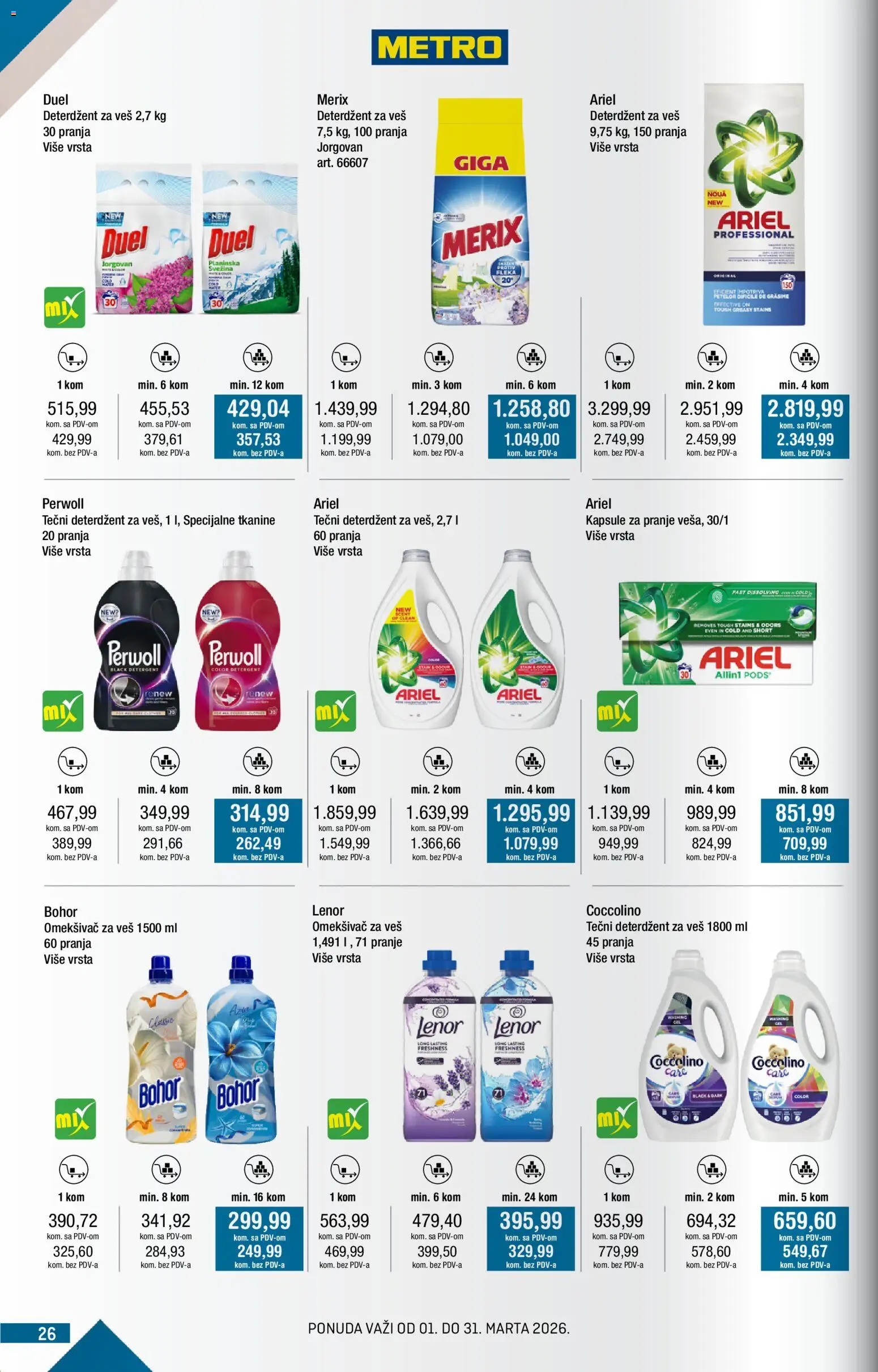 Metro katalog - važi od 01.03.2026 | Strana: 26 | Proizvode: Deterdžent, Tečni deterdžent, Perwoll, Omekšivač za veš
