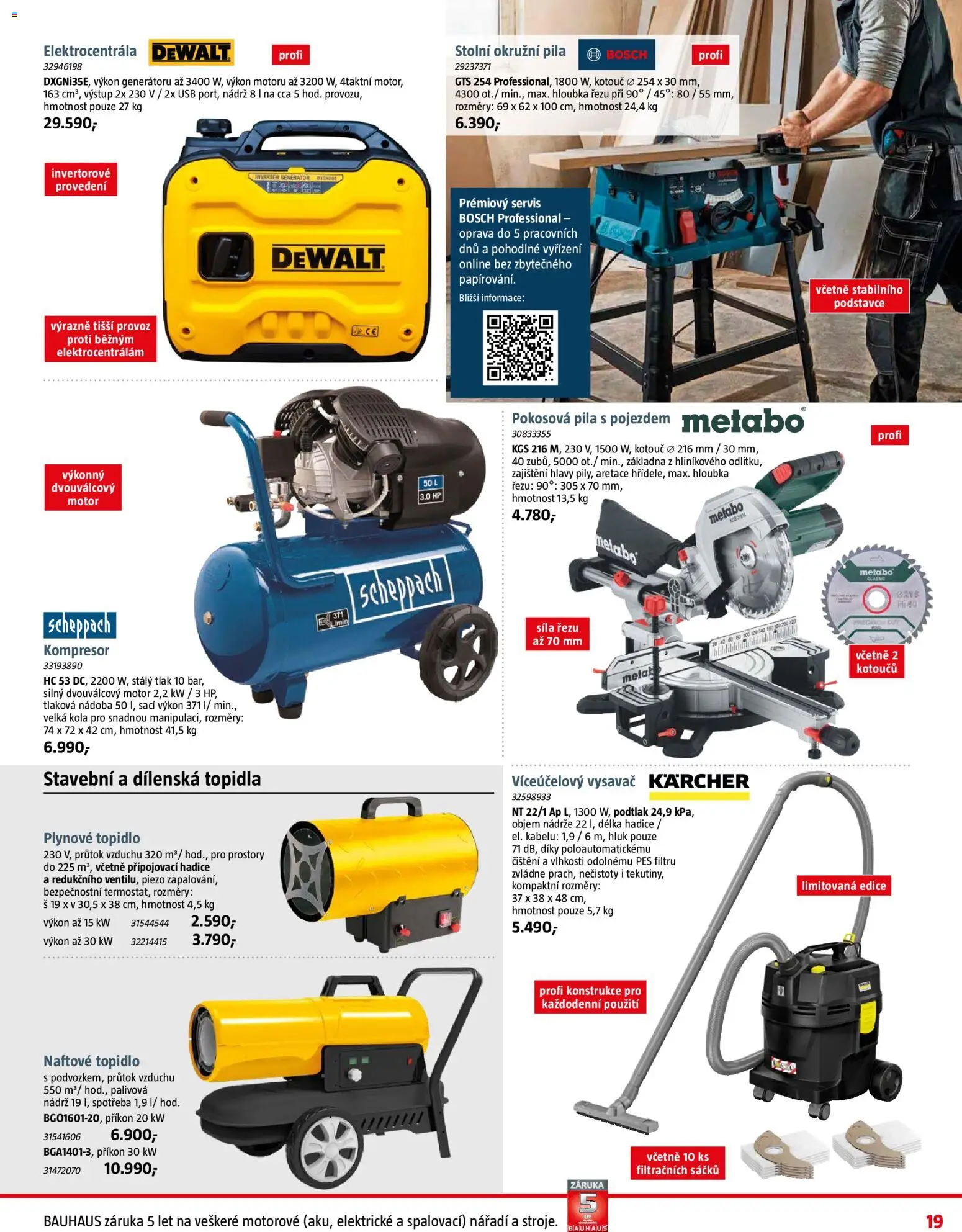 Bauhaus leták od 31.10.2025 | Strana: 19 | Produkty: Dewalt, Kompresor, Pila, Kola