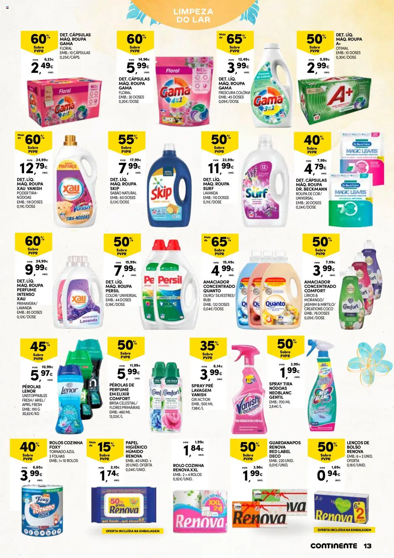 Continente - Verão │ válido de 17.06.2025 | Página: 13 | Produtos: Flores, Perfume, Guardanapos, Sabão