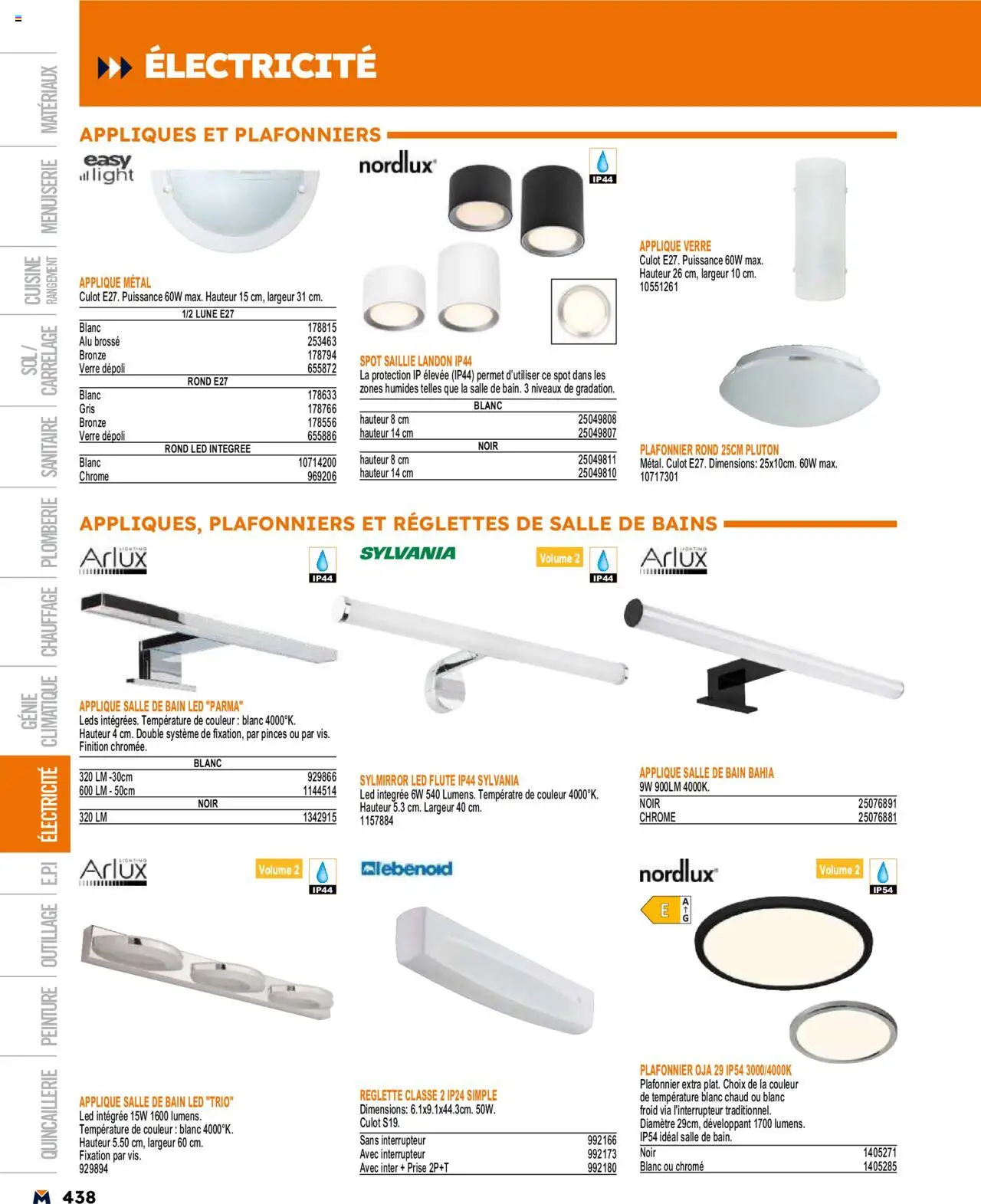  | Page: 438 | Produits: Pinces, Plafonnier, Interrupteur, Brosse