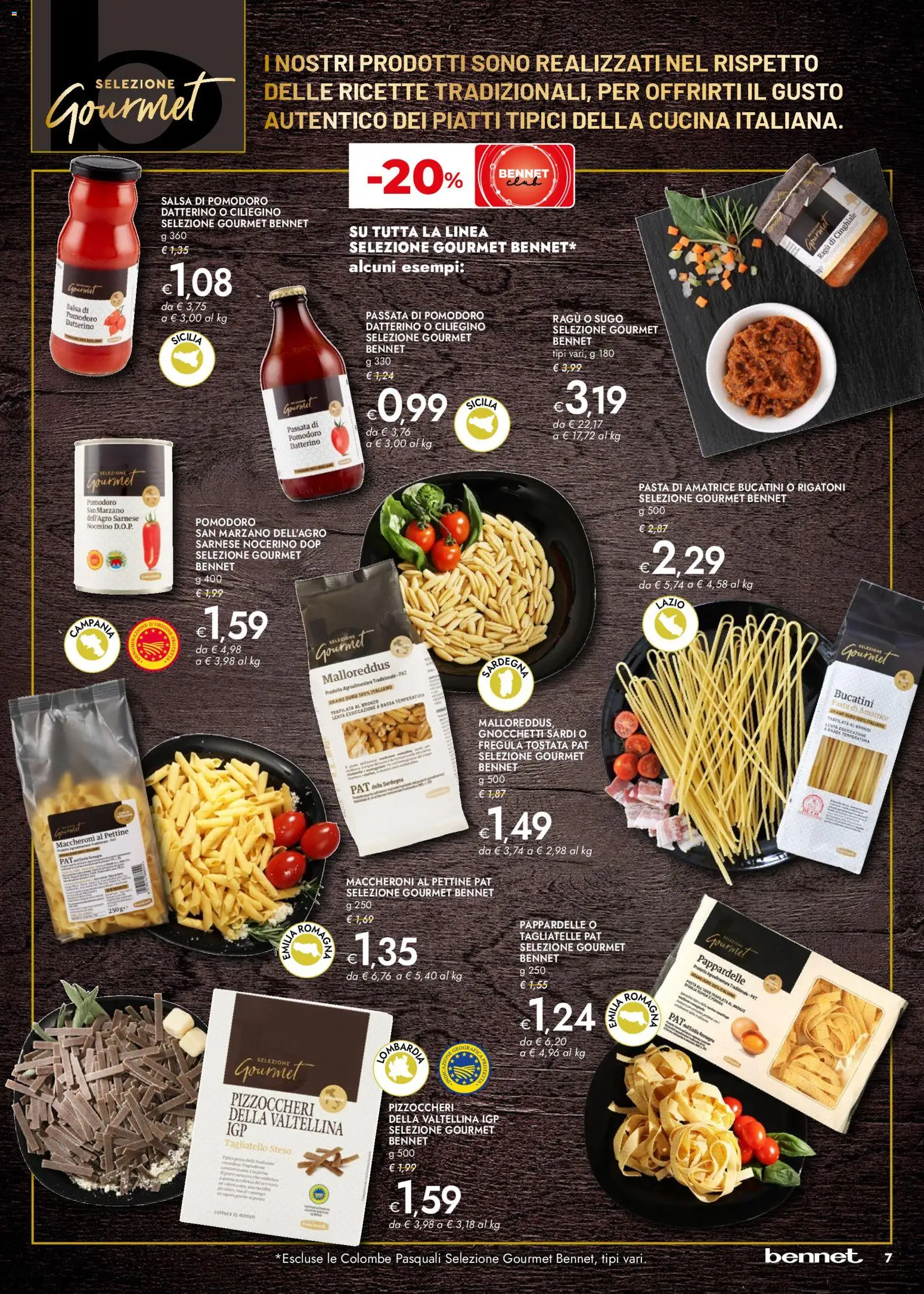 Volantino bennet volantino Gourmet del 19.03.2026 | Pagina: 7 | Prodotti: Tagliatelle, Pomodoro, Passata di pomodoro, Gnocchetti