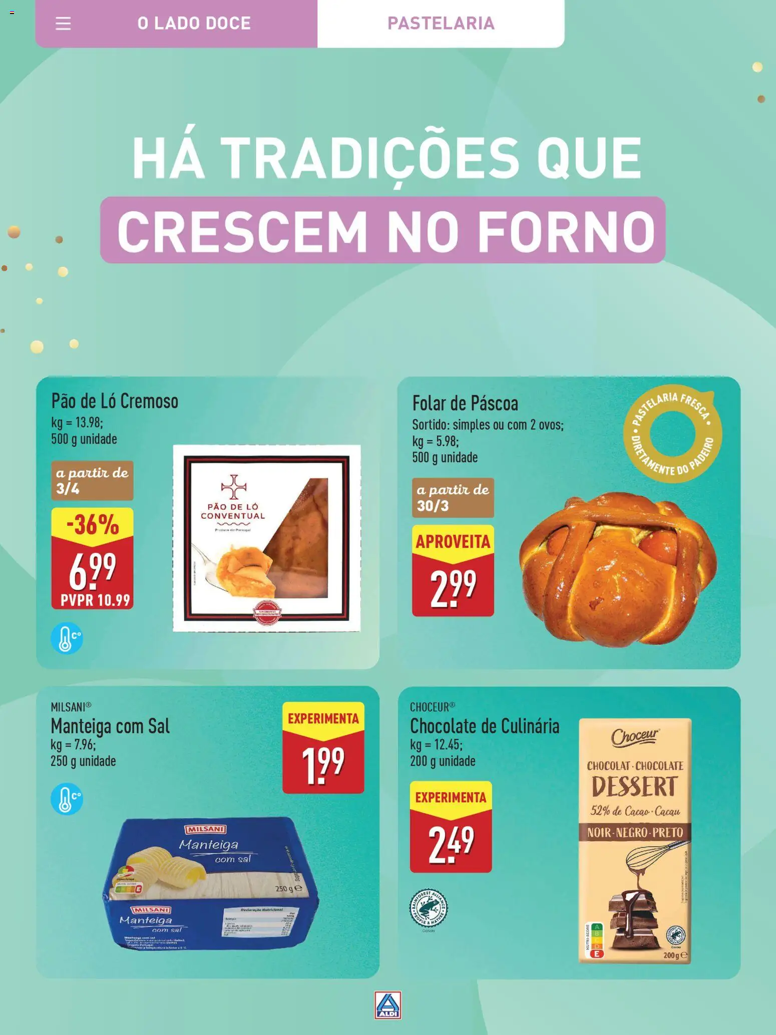 Aldi Especial Páscoa │ válido de 11.03.2026 | Página: 22 | Produtos: Forno, Sal, Manteiga, Pão