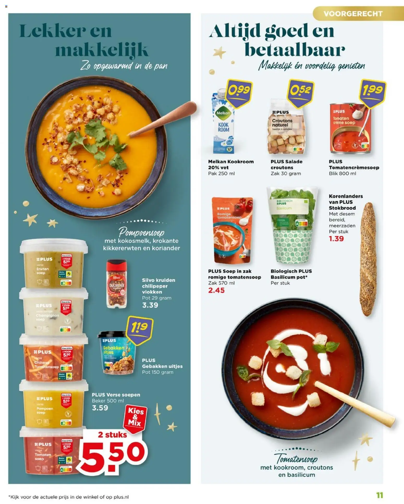 {H1} | Pagina: 11 | Producten: Beker, Room, Vlokken, Stokbrood