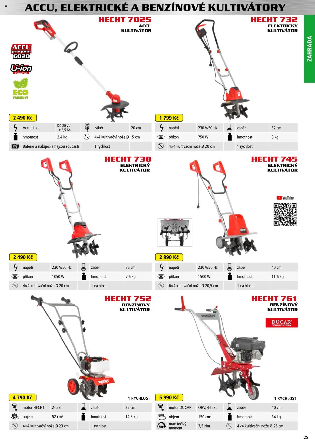 Hecht katalog - Jaro-léto 2025 od 22.04.2025 | Strana: 25 | Produkty: Elektrický kultivátor, Zahrada, Nože, Baterie