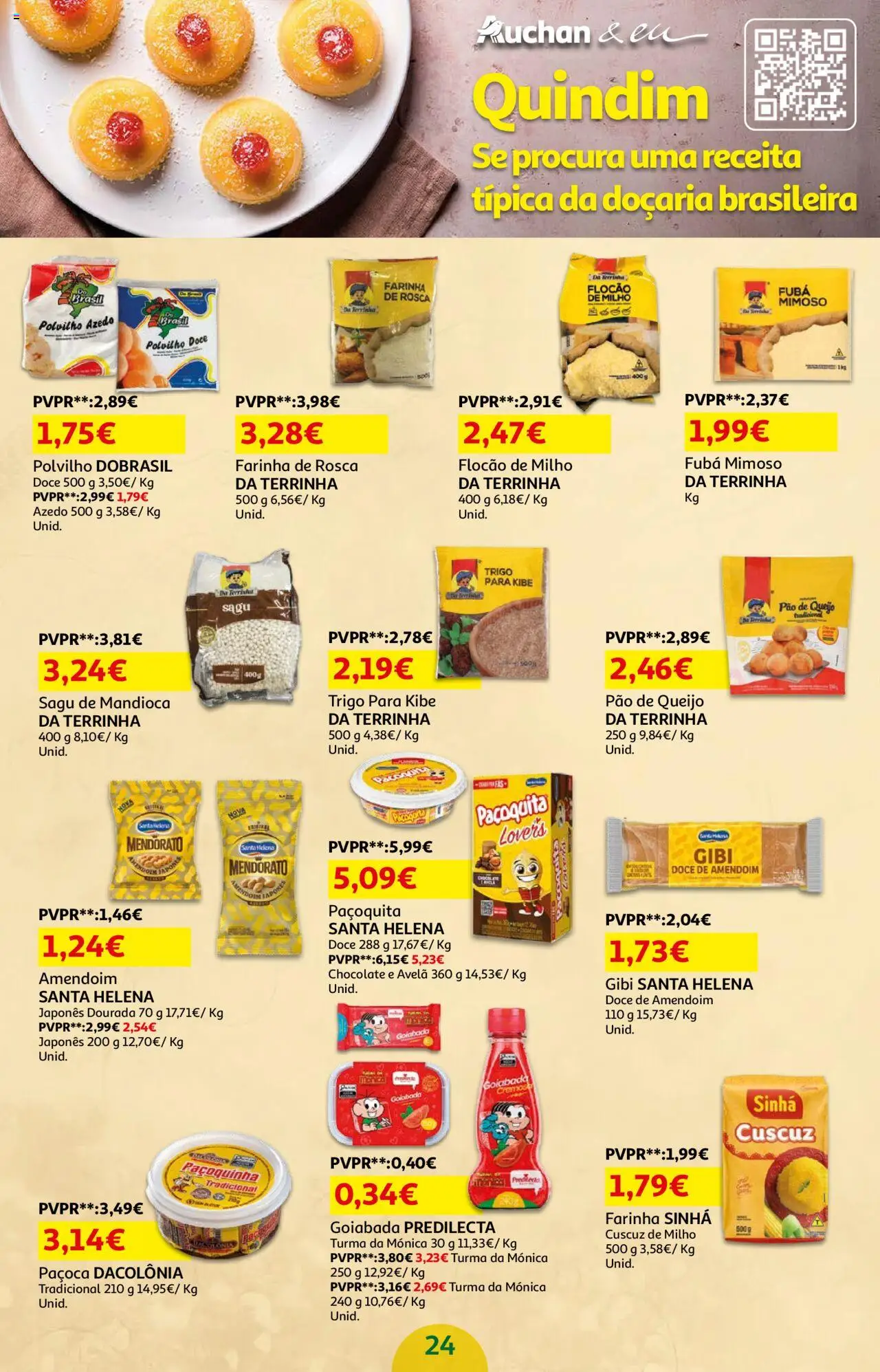 Auchan - Preços tão baixos que arrepiam │ válido de 16.10.2025 | Página: 24 | Produtos: Pão de queijo, Queijo, Chocolate, Milho