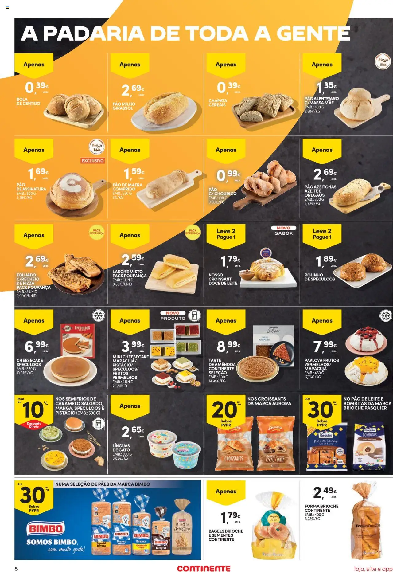 Continente Semanal Continente Bom Dia │ válido de 19.08.2025 | Página: 8 | Produtos: Azeite, Padaria, Cereais, Massa
