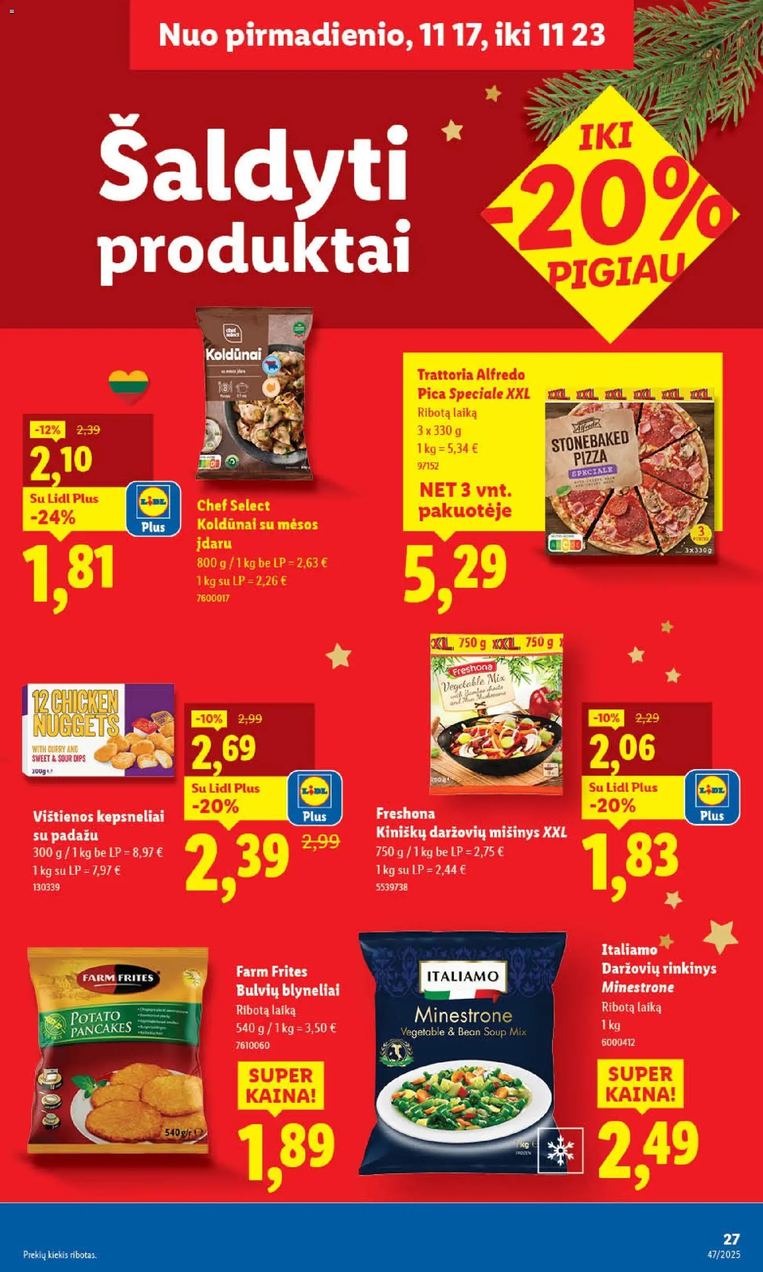 LIDL akcijos nuo 17.11.2025 | Puslapis: 27 | Prekių: Vištienos, Pica