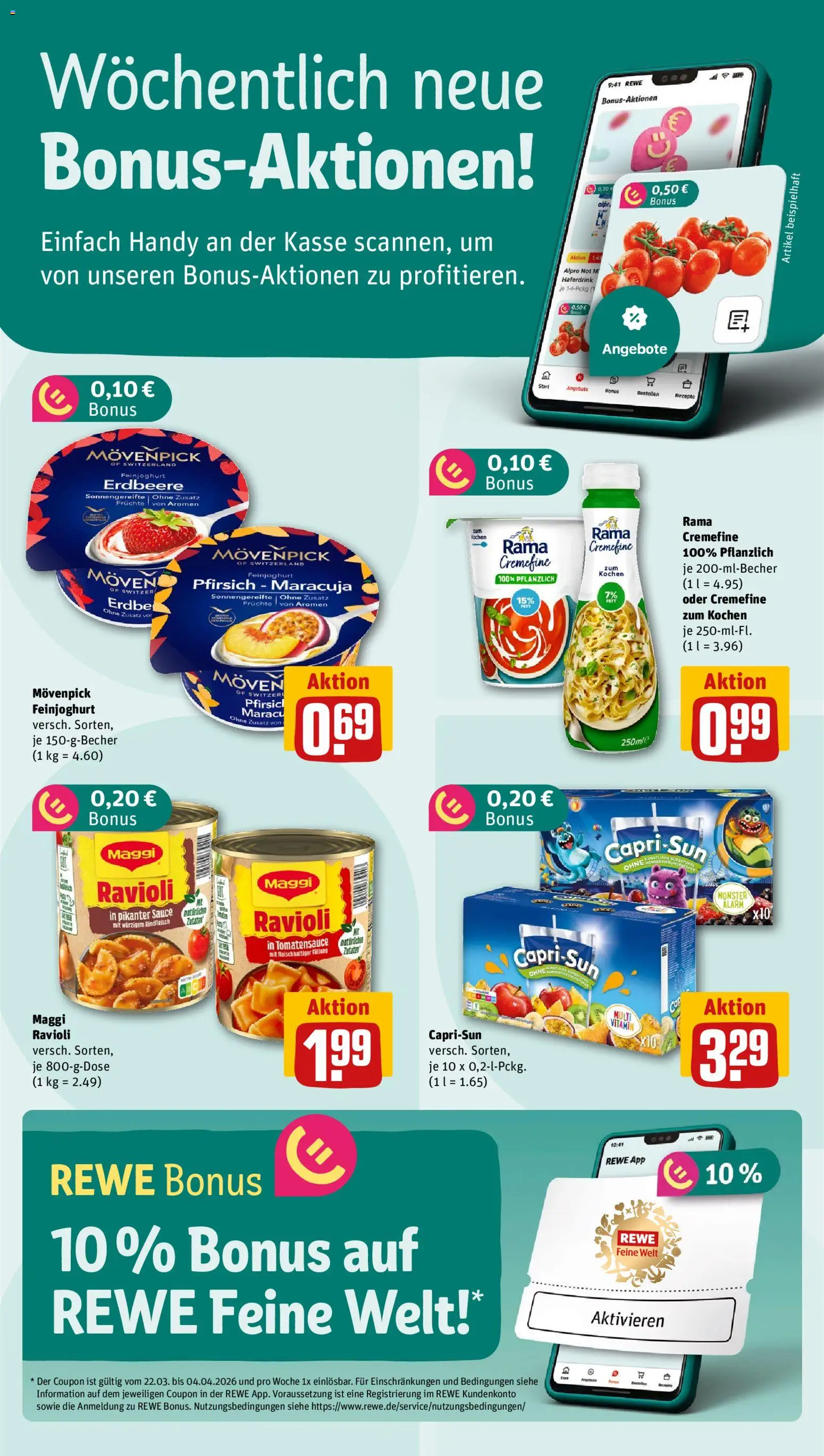 Rewe Prospekt 	 – gültig ab 30.03.2026 | Seite: 2 | Produkte: Rama, Capri sun, Rama cremefine, Pfirsich