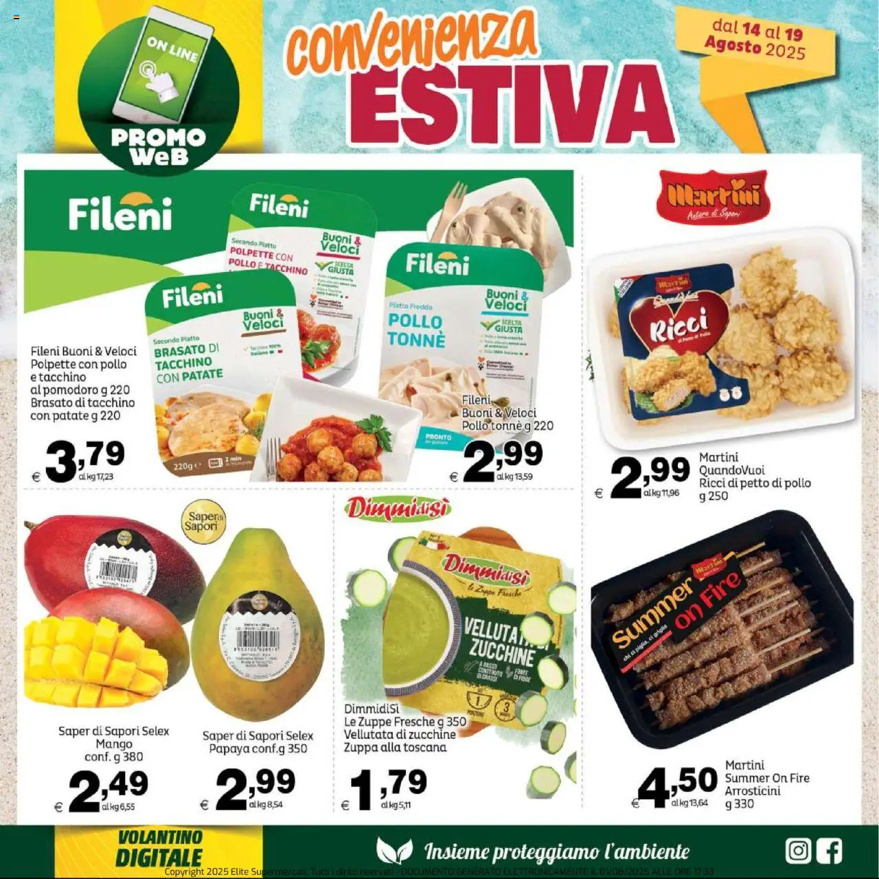 Volantino Elite Supermercati del 14.08.2025 | Pagina: 6 | Prodotti: Petto di Pollo, Pomodoro, Zucchine, Piatto