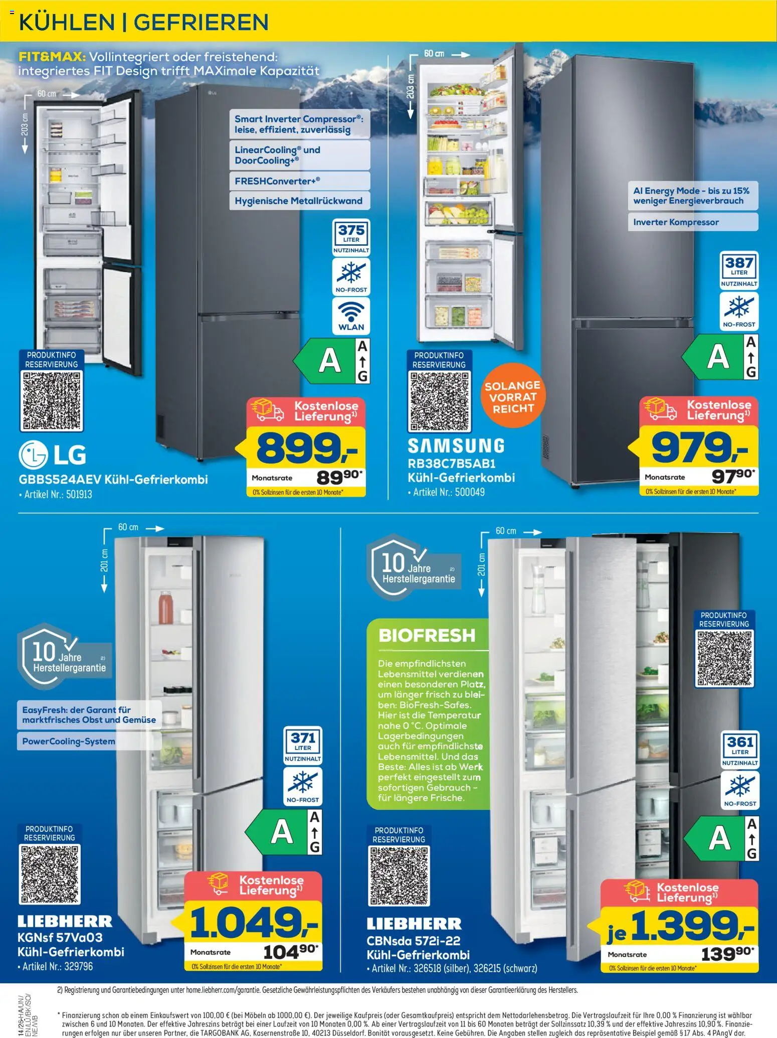 Euronics Prospekt Berlet – gültig ab 26.03.2026 | Seite: 10 | Produkte: Liebherr, Samsung, Gemüse, Obst
