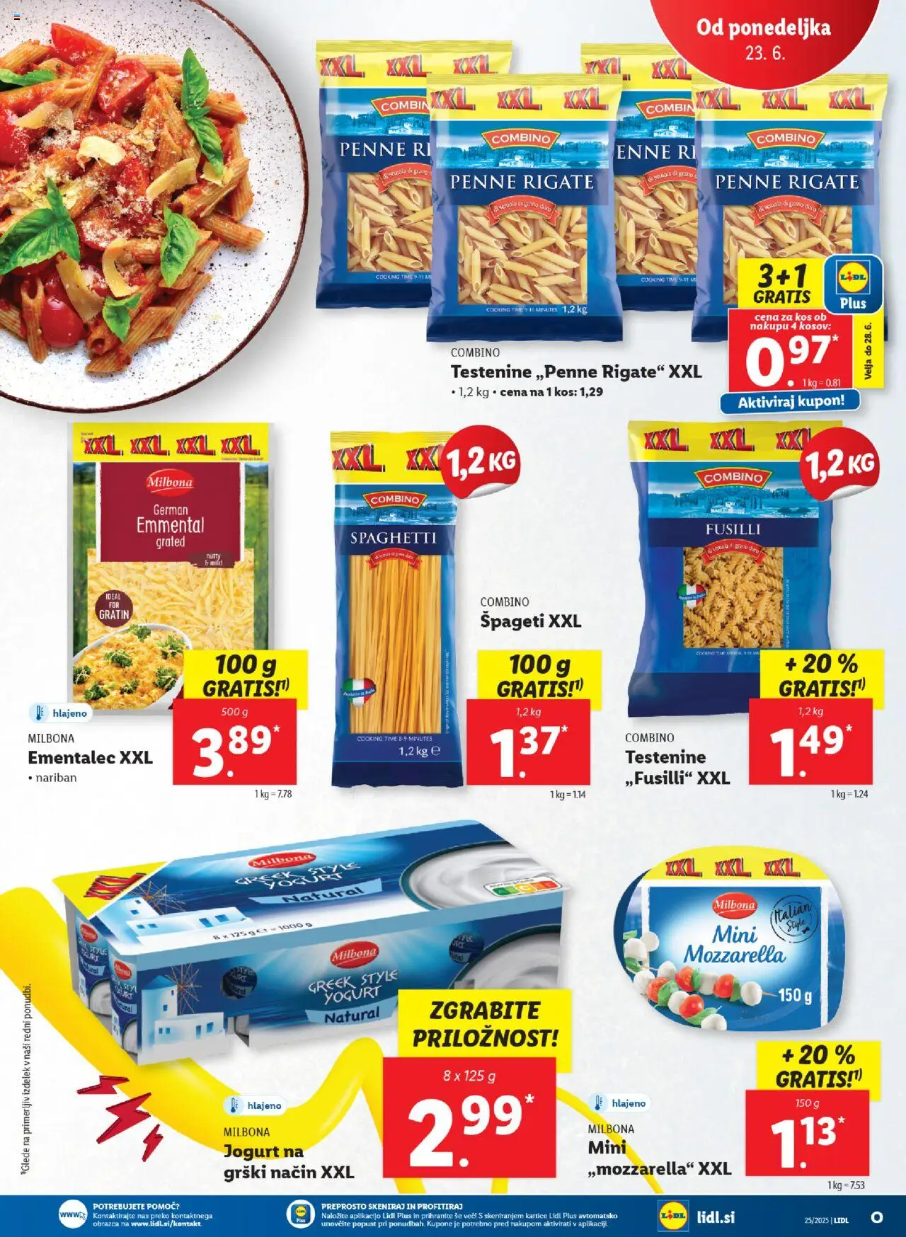 Lidl katalog │ velja od 19.06.2025 | Stran: 57 | Izdelki: Ementalec, Kos, Spageti, Testenine