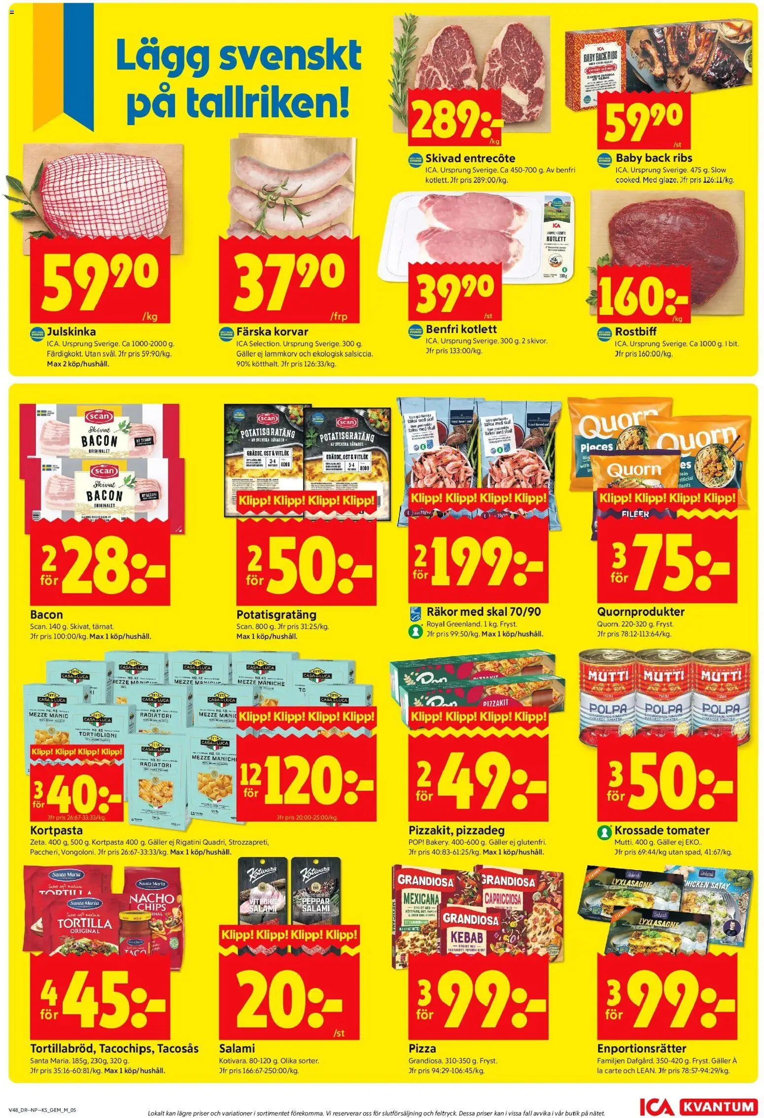 ICA Kvantum reklamblad aktuell från 24.11.2025 | Sida: 5 | Produkter: Tortilla, Galler, Vitlök, Tomater