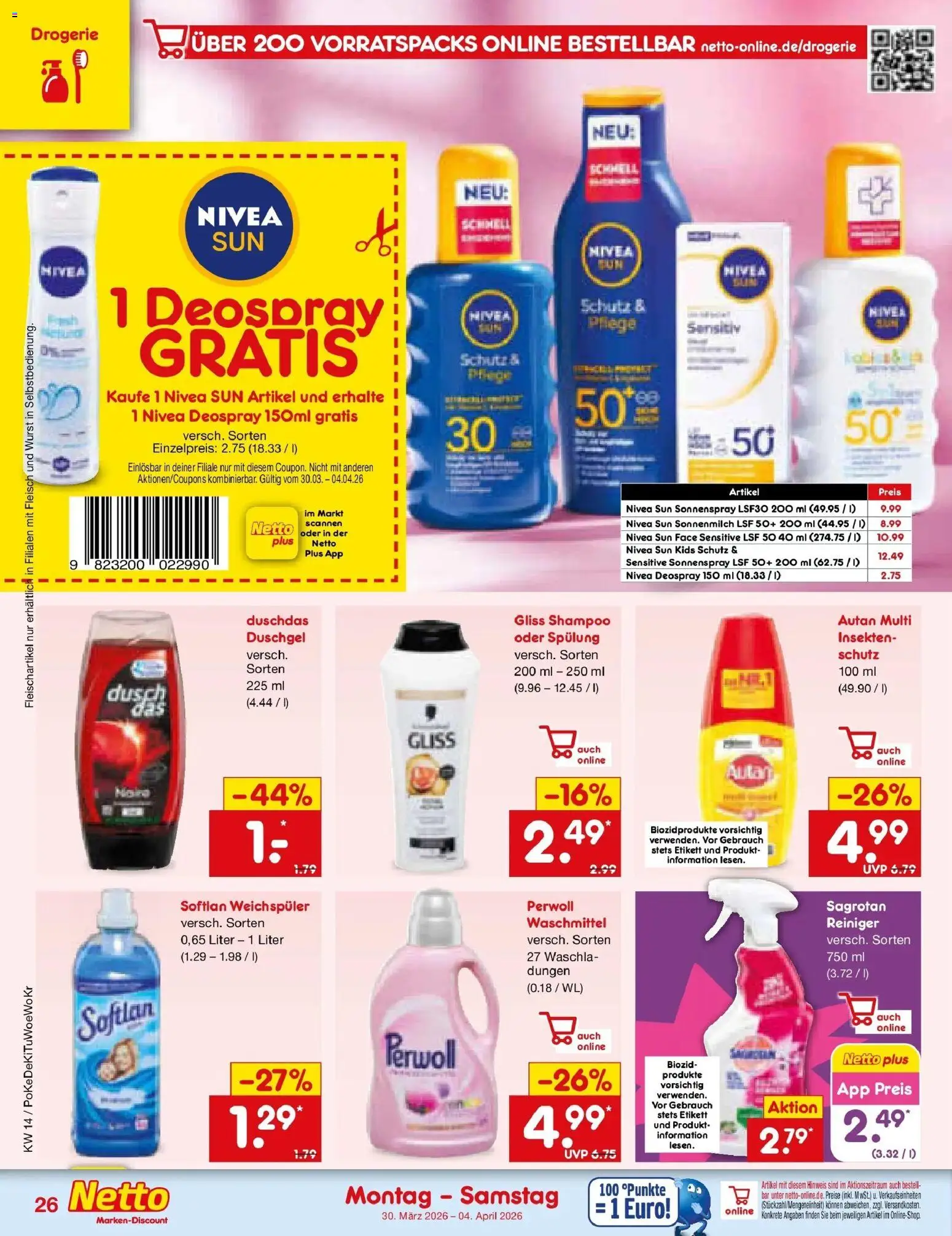 Netto Marken-Discount Prospekt Katzweiler	 – gültig ab 30.03.2026 | Seite: 36 | Produkte: Perwoll, Shampoo, Spülung, Weichspüler