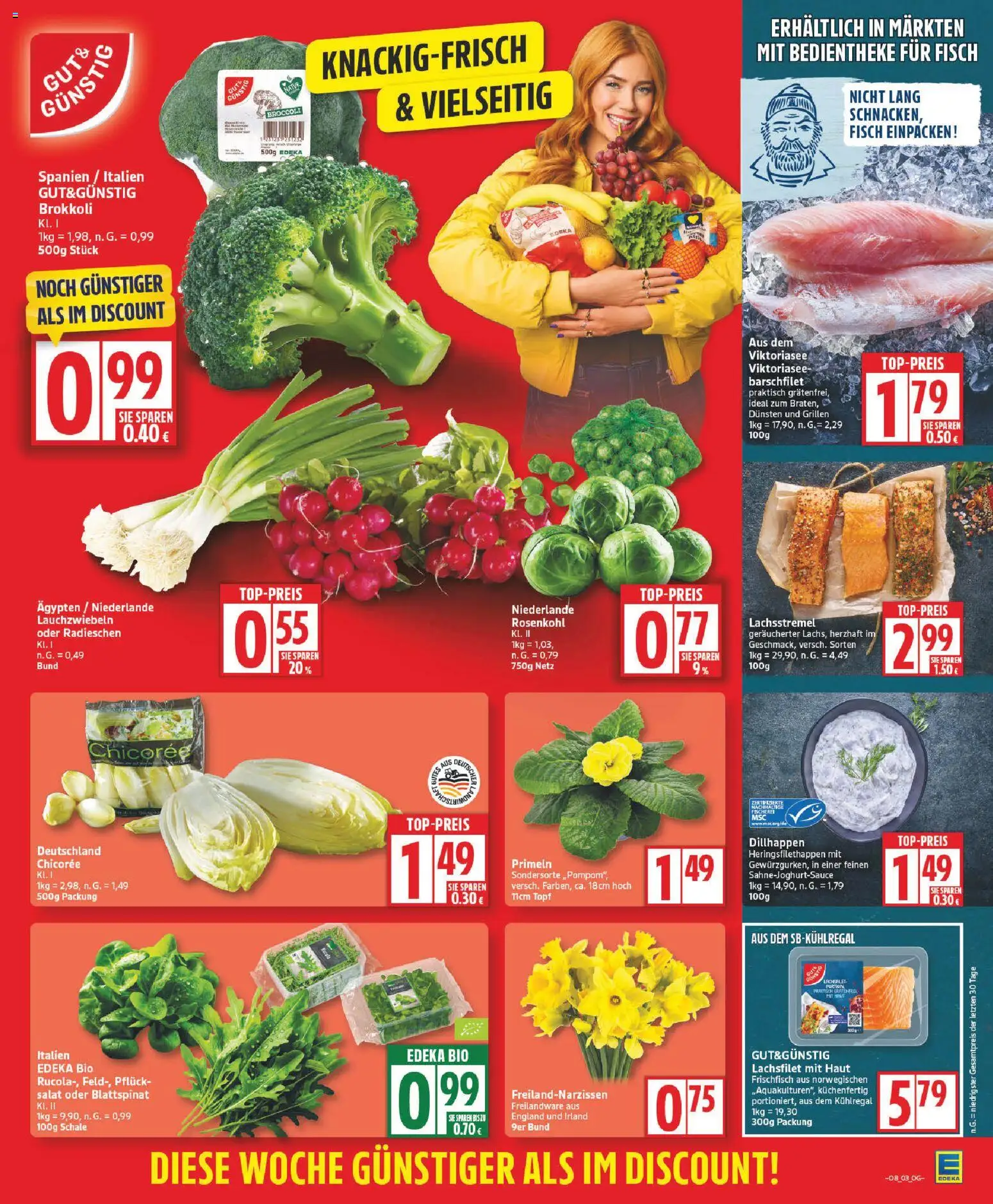 Edeka Prospekt 	 – gültig ab 16.02.2026 | Seite: 3 | Produkte: Fisch, Brokkoli, Salat