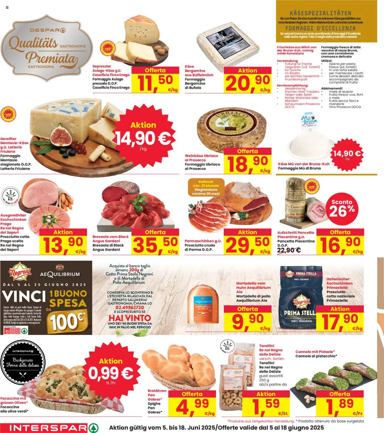 Volantino Interspar del 05.06.2025 | Pagina: 14 | Prodotti: Focaccia, Vino, Forno, Tortelli