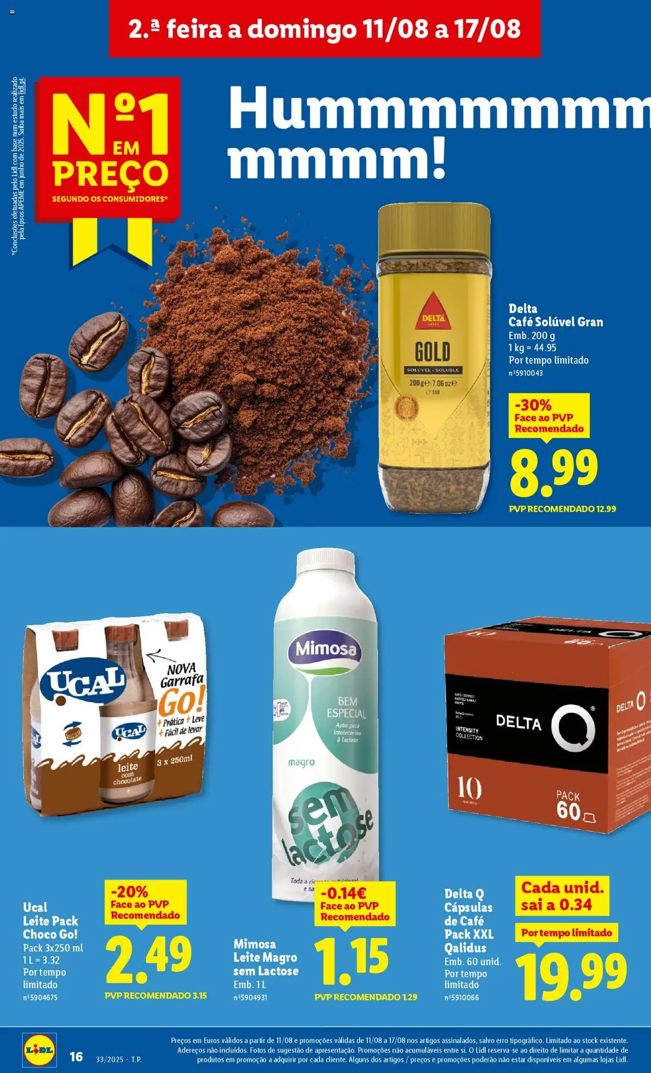 Lidl folheto │ válido de 11.08.2025 | Página: 16 | Produtos: Café solúvel, Leite, Café, Chocolate