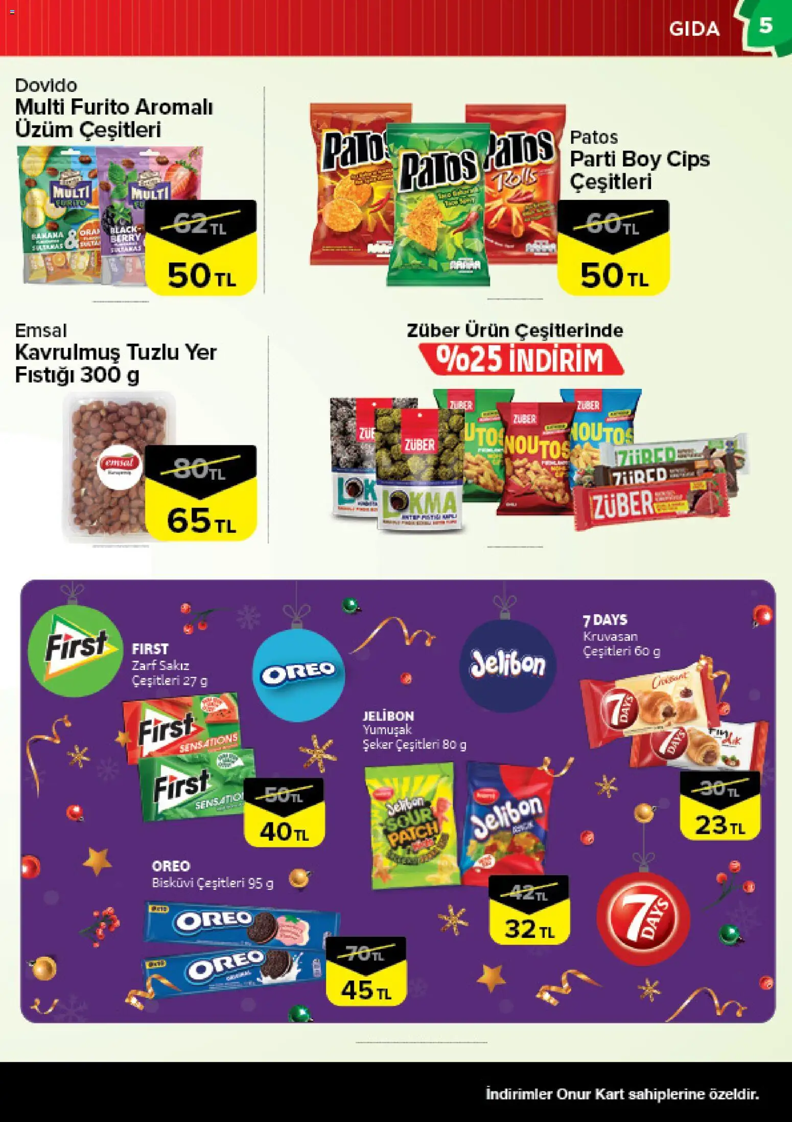 Onur Market Katalog - İstanbul - 13.01.2026 tarihinden itibaren geçerlidir | Sayfa: 5 | Ürünler: Şeker, Yer fıstığı, Üzüm, Bisküvi