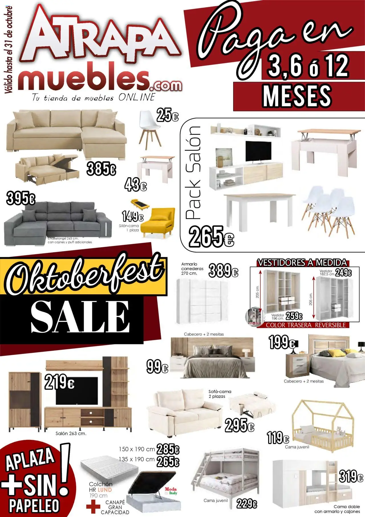 Atrapa Muebles folleto │ válido desde el 01.10.2025 | Página: 1 | Productos: Colchon, Muebles, Cama, Armario