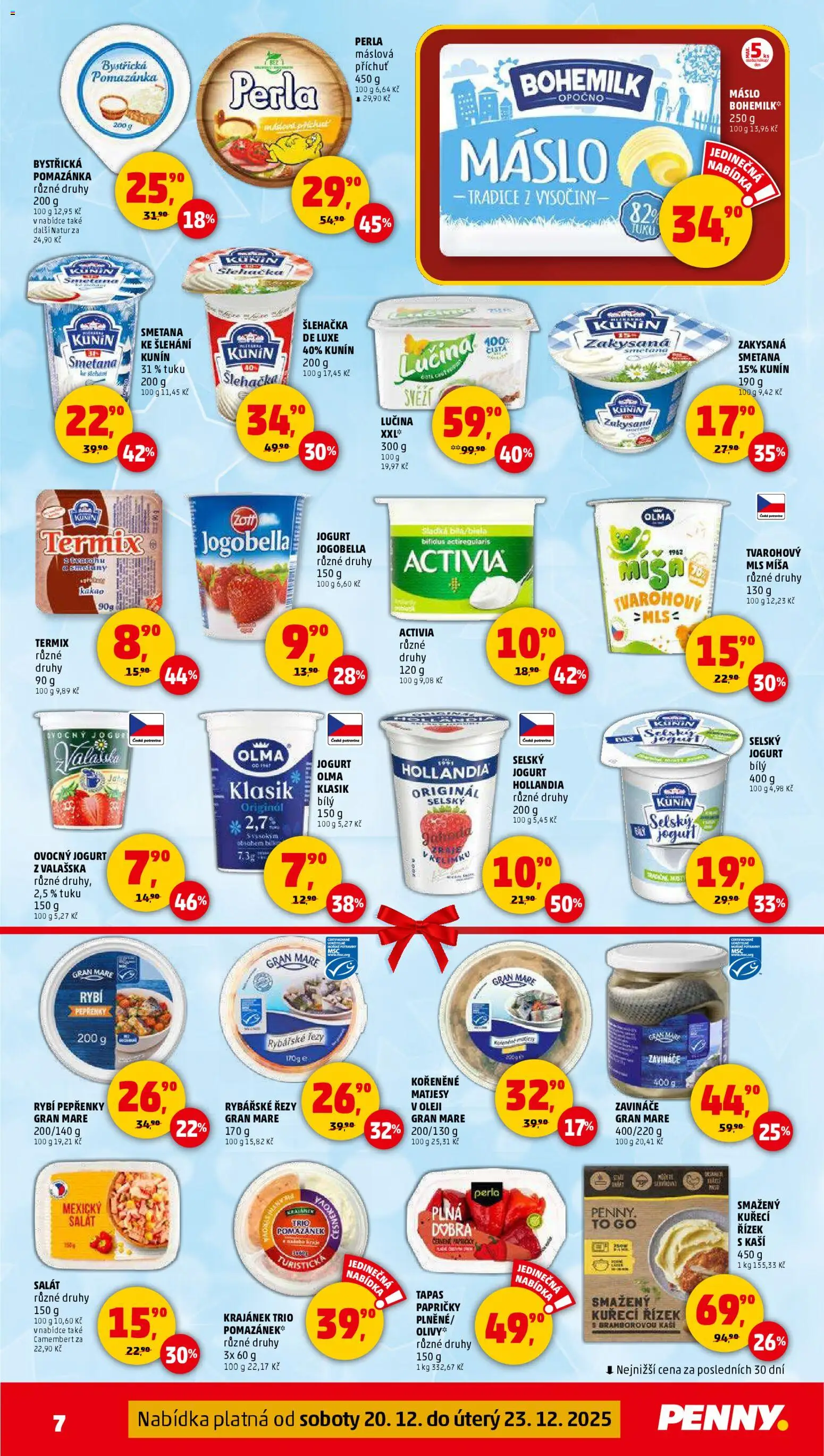 Penny Market leták - Čtvrtečník od 20.12.2025 | Strana: 7 | Produkty: Máslo, Lučina, Termix, Potraviny