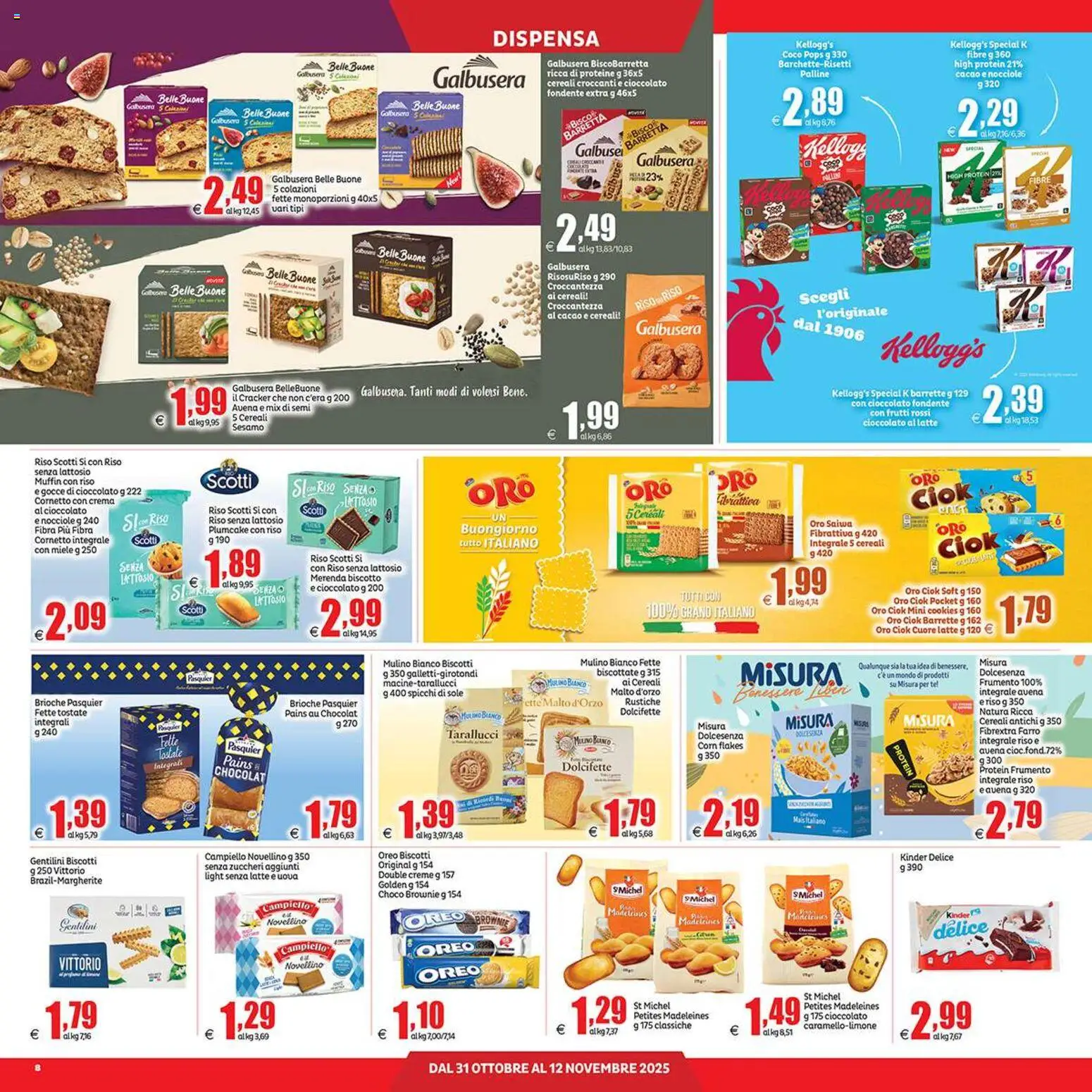 Volantino Elite Supermercati del 31.10.2025 | Pagina: 8 | Prodotti: Crema, Cereali, Barretta, Miele