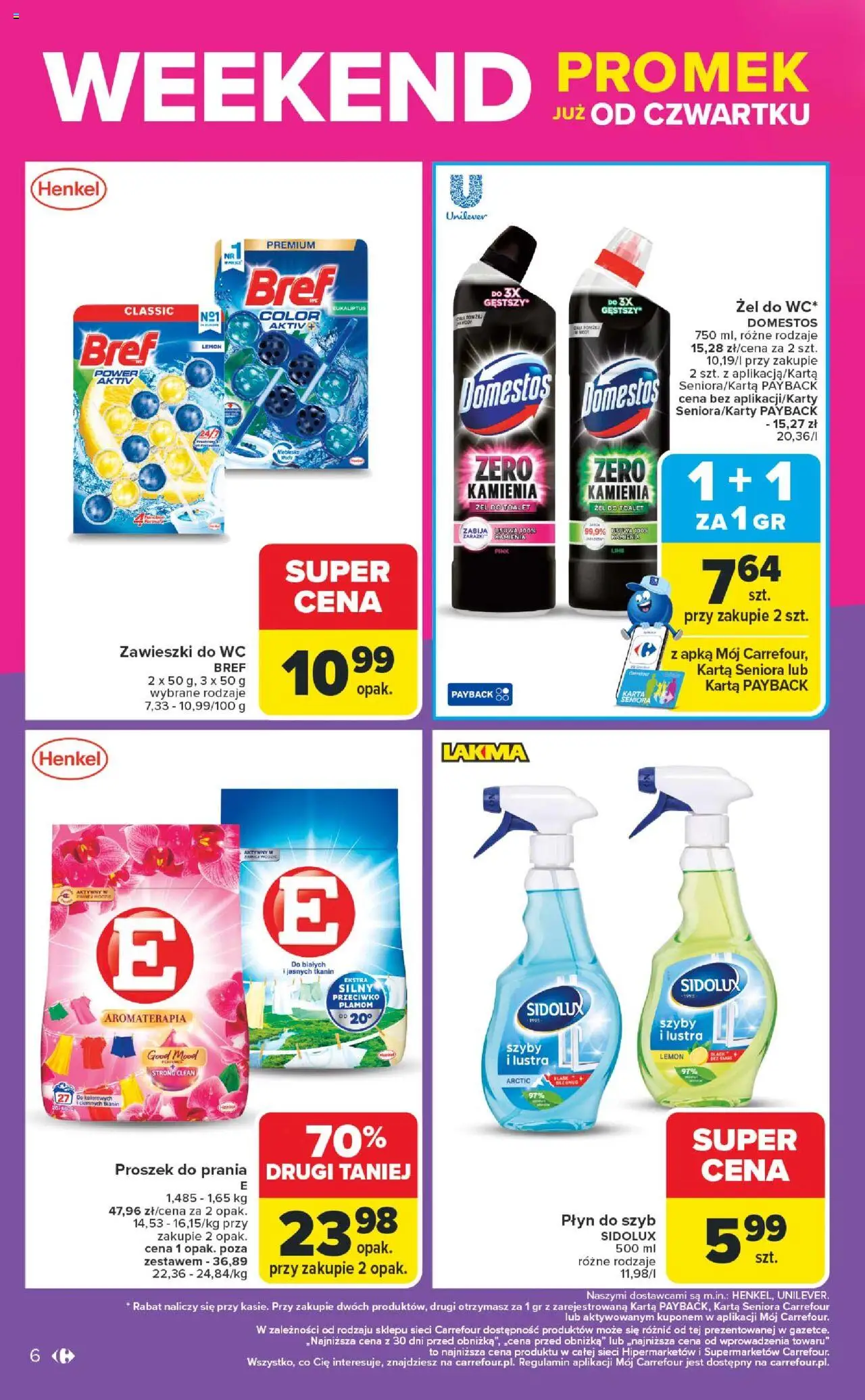 Carrefour Gazetka - Weekend promek już od czwartku od 02.10.2025 | Strona: 6 | Produkty: Karta, Domestos, Proszek do prania