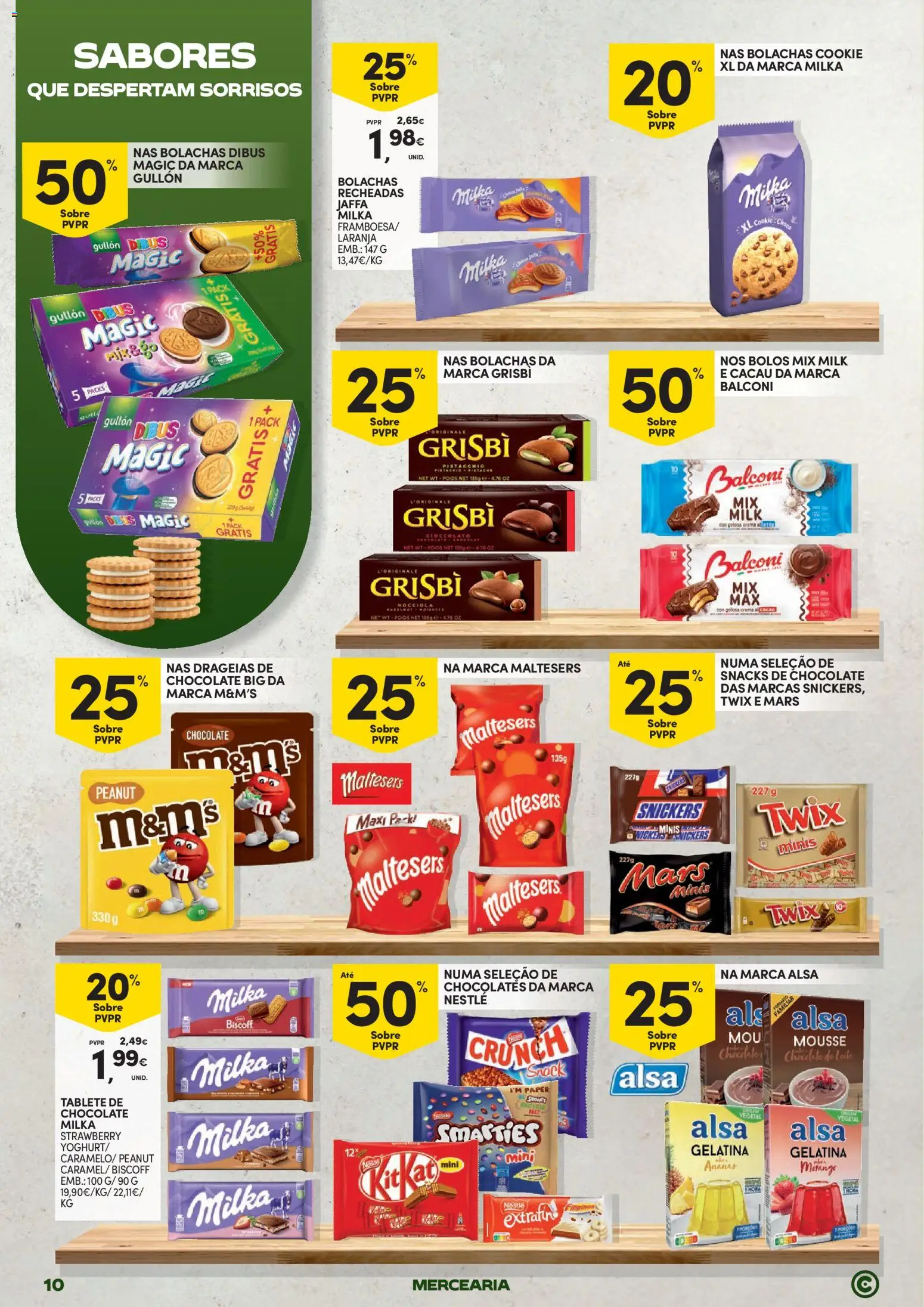 Continente Mercearia A sua despensa, a sua poupança │ válido de 21.04.2026 | Página: 10 | Produtos: Gelatina, Leite, Nestlé, Chocolate