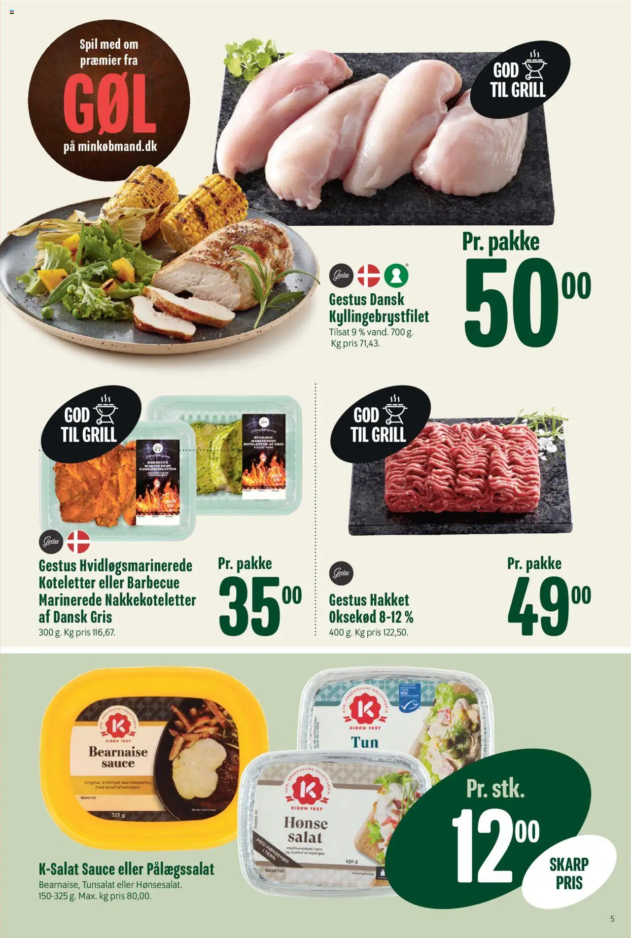 Min Købmand Tilbudsavis gyldig fra 04.07.2025 | Side: 5 | Produkter: Koteletter, Oksekød, Salat, Asparges
