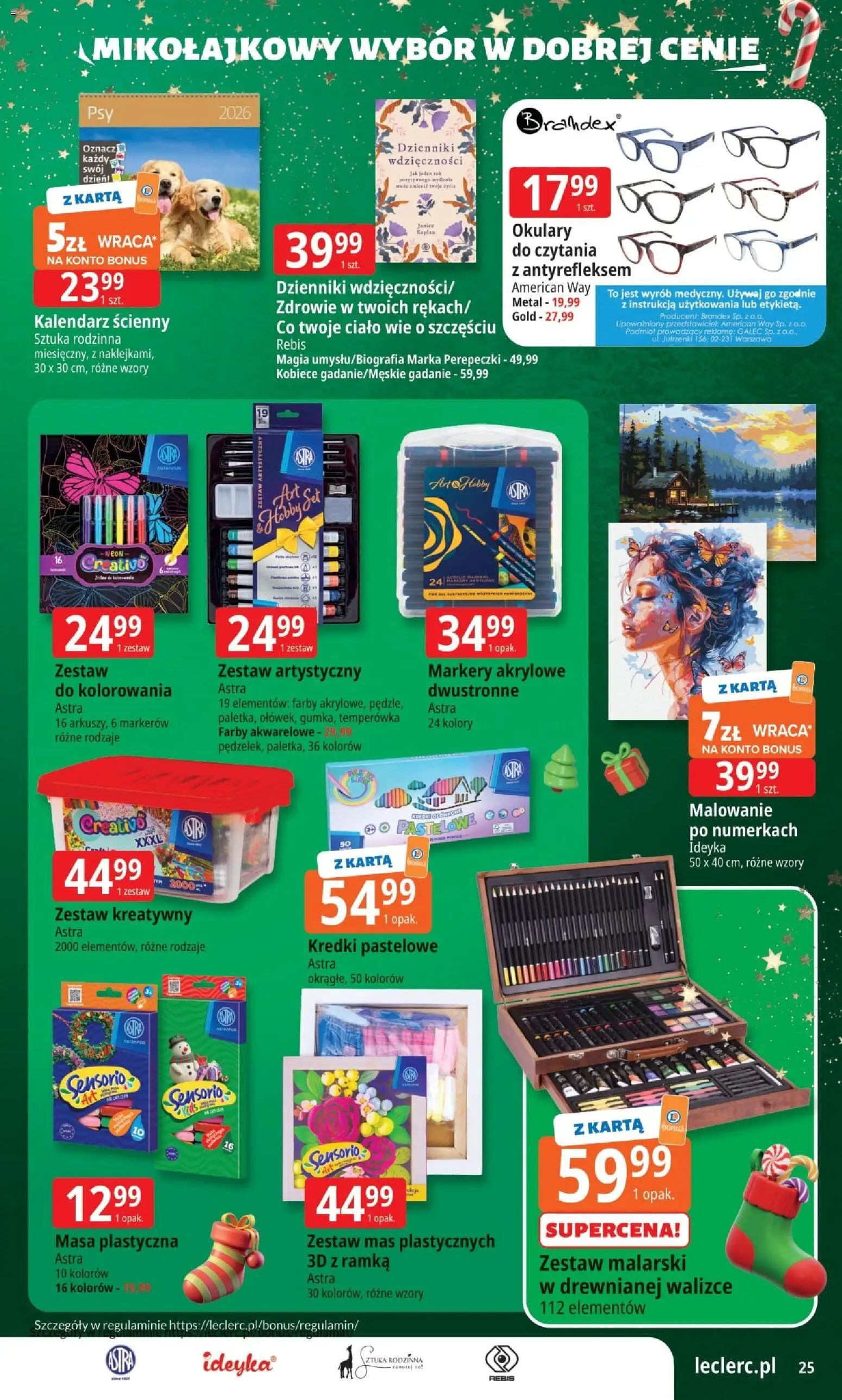 E.Leclerc Gazetka - Radom od 25.11.2025 | Strona: 25 | Produkty: Karta, Okulary, Kalendarz, Temperówka