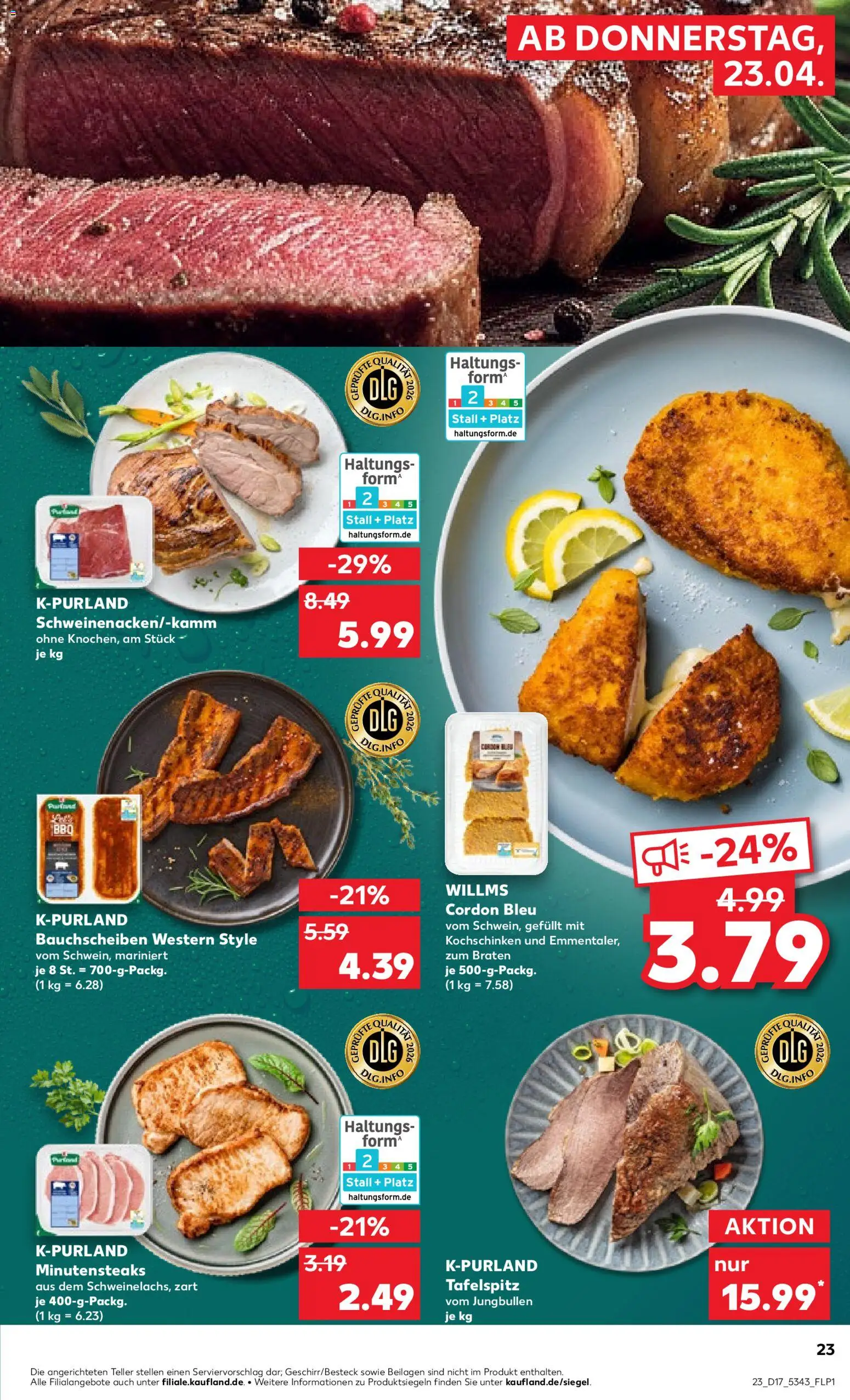 Kaufland Německo leták od 23.04.2026 | Strana: 23 | Produkty: Cordon Bleu, Forma
